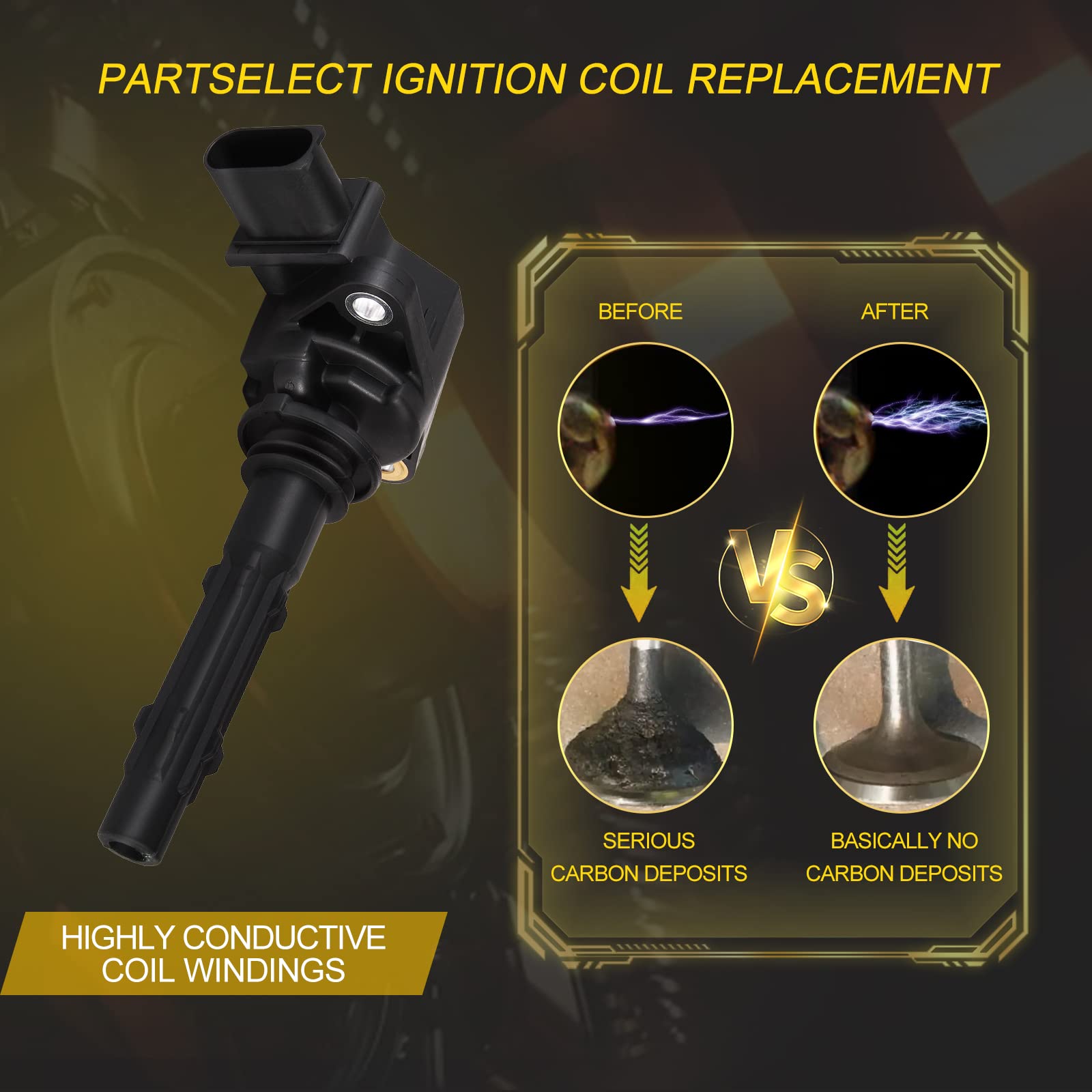 Partselect Ignition Coil Pack Uf535 Replacement For Mercedes-Benz C230 C350 E350 Cl550 Clk350 3.5L 3.0L 2.5L V6 Ml E C Clk R Slk