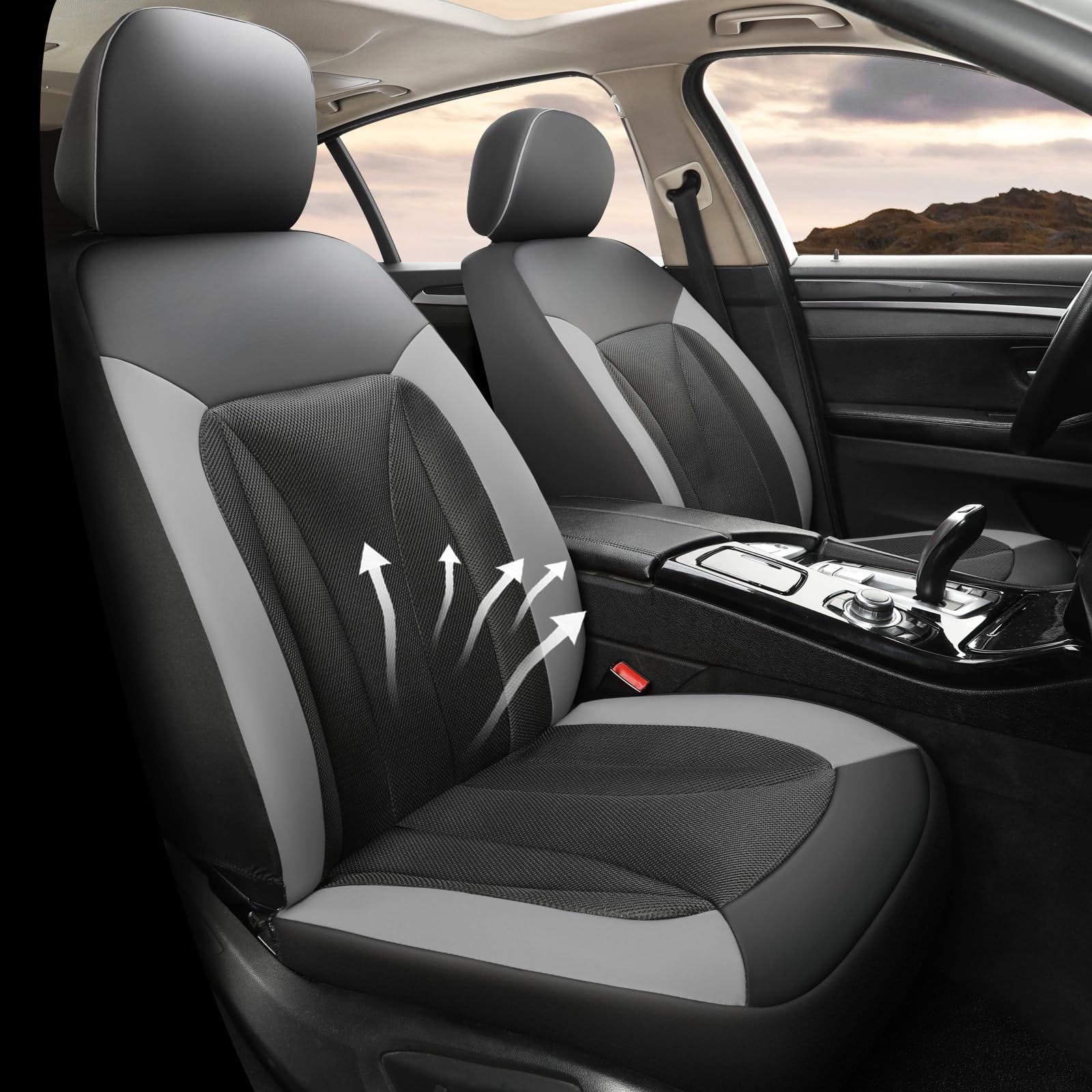 GIANT PANDA Front Car Seat Covers, 3D Air Mesh Bucket Seat Covers for Cars, Trucks, Jeep, Van, SUV, Pickup, Airbag Compatible (G