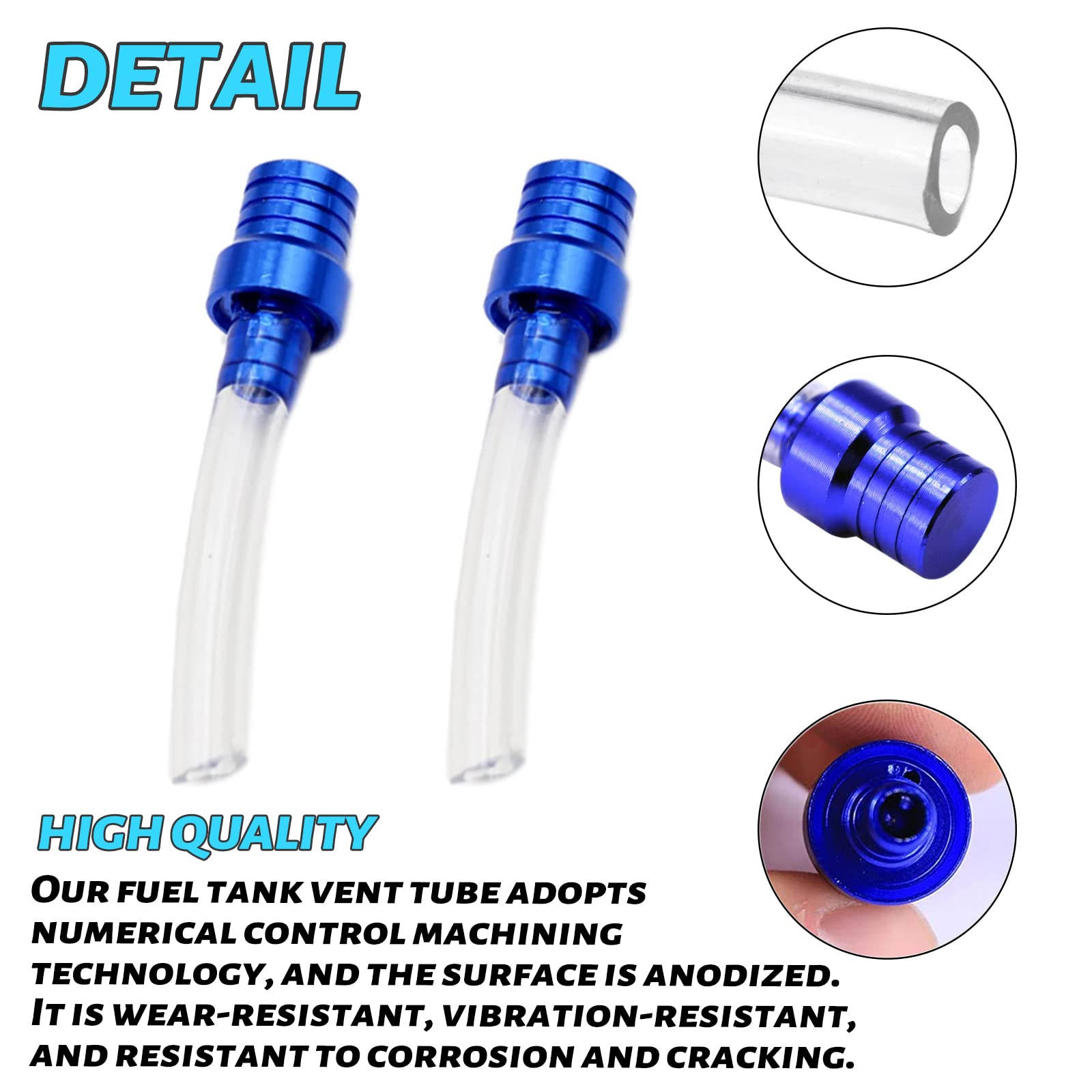 Joyyangfang 2Pcs Motorcycle Gas Cap Gas Tank Fuel Cap Vent Two-Way Breather Hose Tube Tank Valve Vent Universal Tube Hose Breath