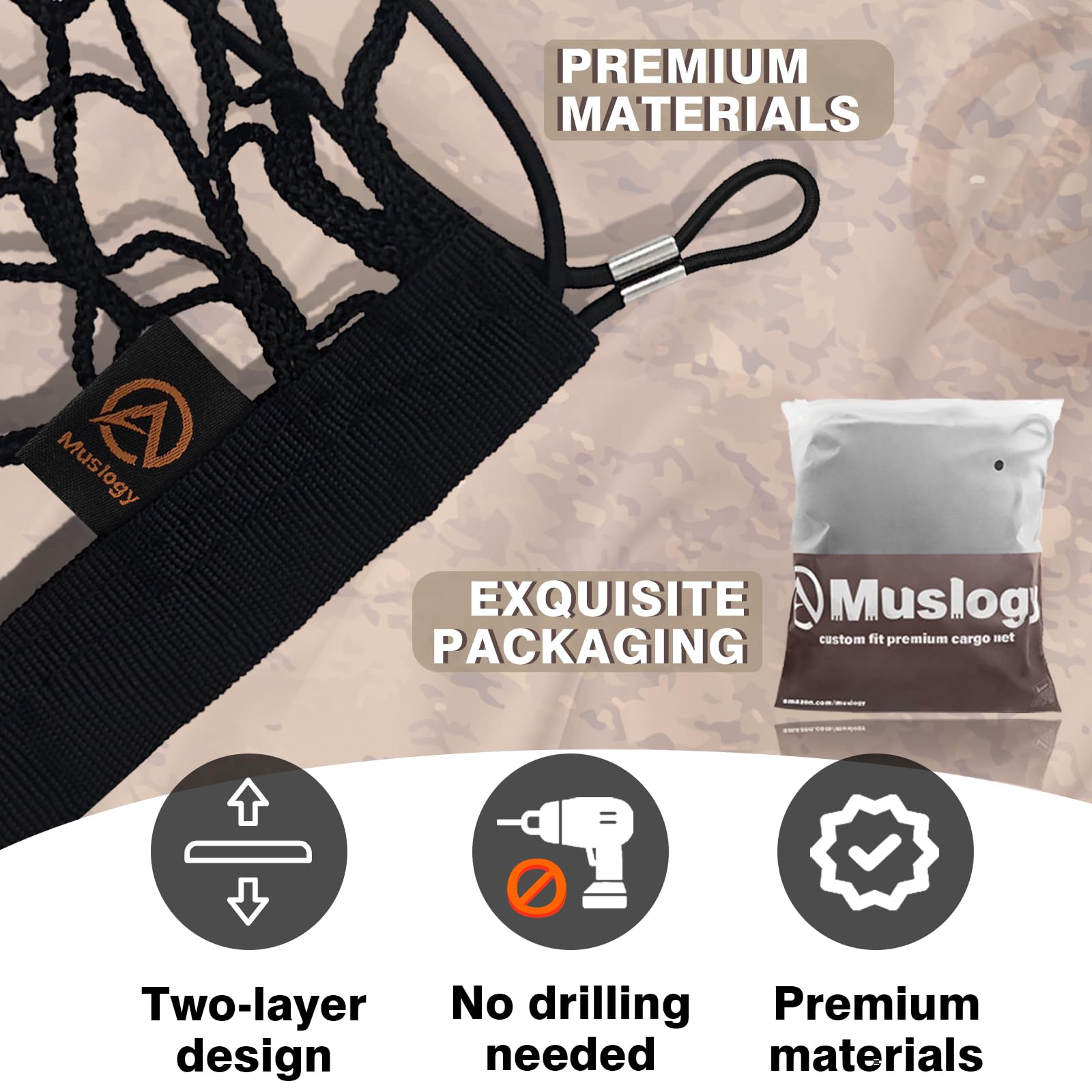 Muslogy Truck Bed Cargo Net Compatible With Hyundai Santa Cruz 2022-2025 Accessories Storage Organizer Pickup Truck Bed Envelope