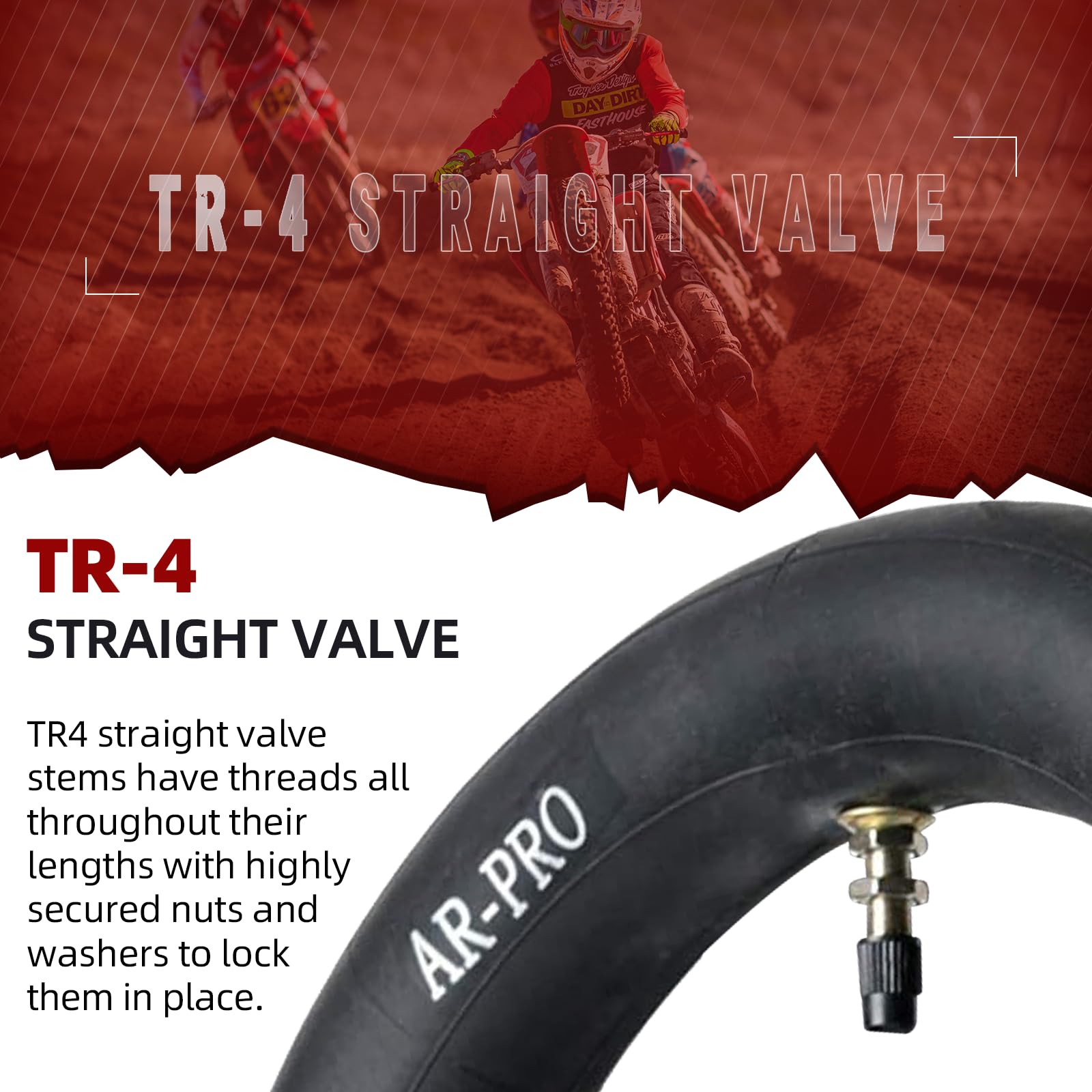 (2-Pack) Ar-Pro 3.00/3.50-12'' Dirt Bike Inner Tubes With Tr4 Valve Stem - 80/200-12 Motocross Bike Tire Replacement Inner Tubes
