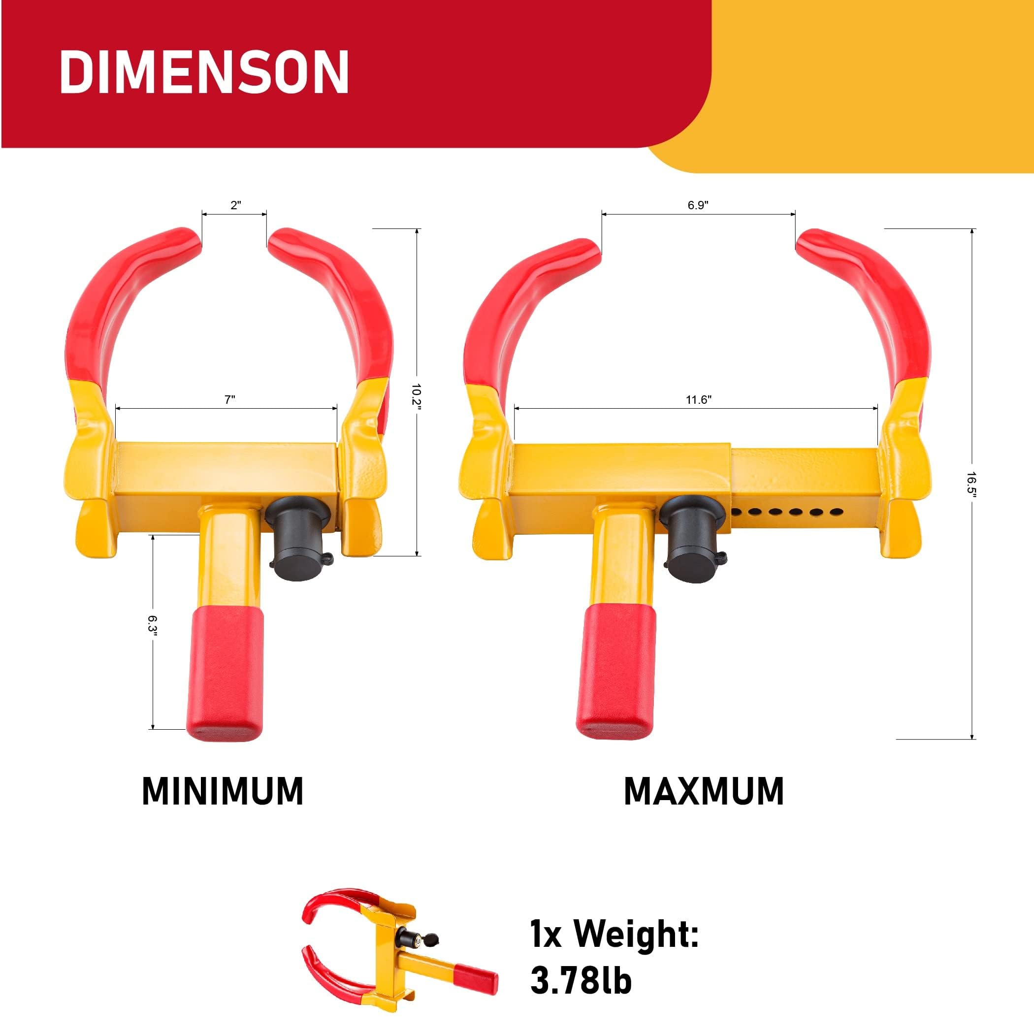 CARTMAN Heavy Duty Trailer Lock Wheel Clamp, Universal Security Tire Lock, Adjustable Anti Theft Lock for Trailers SUV Boats ATV