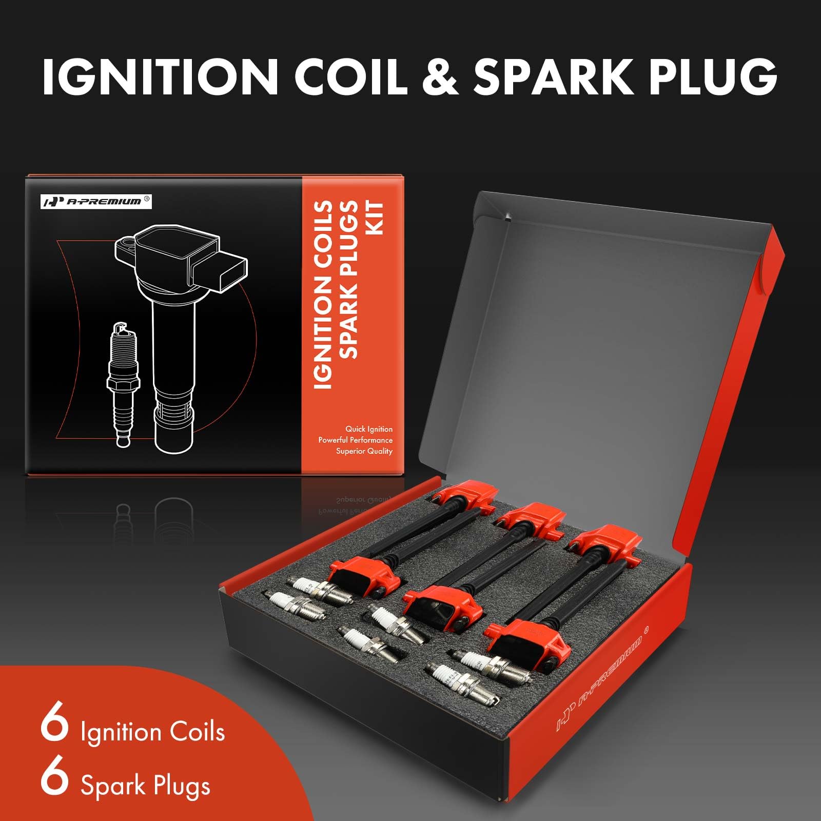 A-Premium (Red) Ignition Coil Pack And Iridium Spark Plugs Compatible With Chrysler Dodge Jeep Ram & Volkswagen Vehicles - 200 3