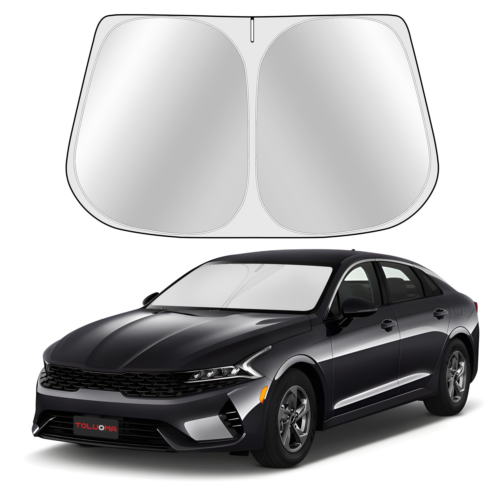 Toluoma Custom Fit Windshield Sun Shade For Kia K5 2021-2025/H-Yun-Dai Sonata 2020-2025 Full Coverage, 210T Reflective Fabric, D