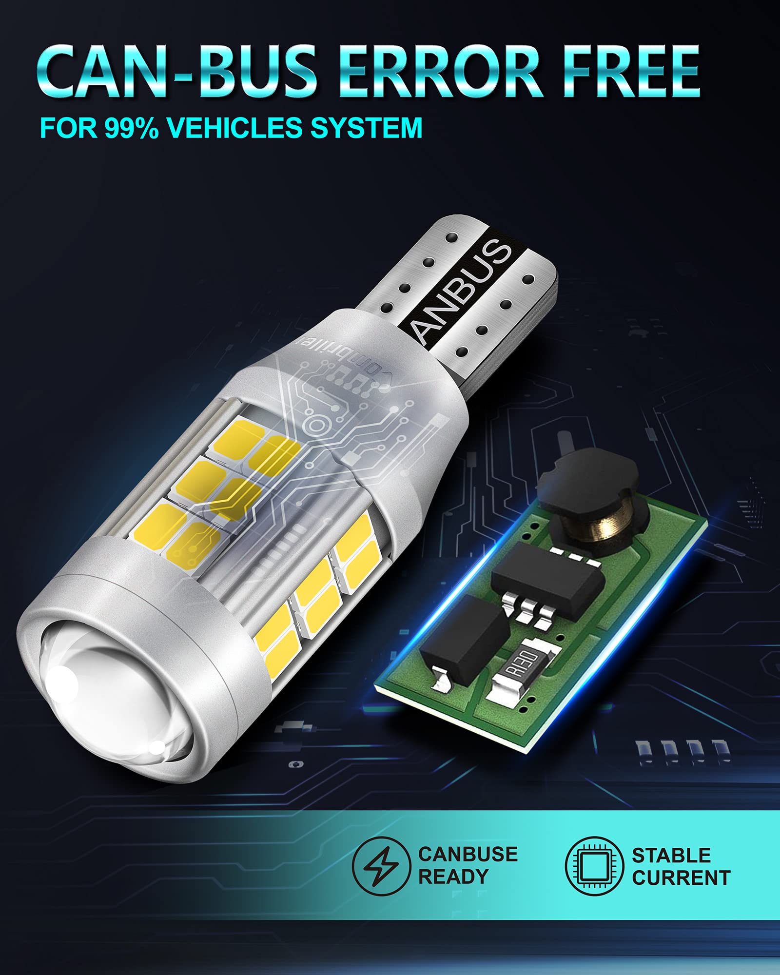 Combriller 912 921 Led Bulb, 921 Backup Reverse Light Bulbs White, 3600 Lumens Super Bright 906 912 T15 W16W 921 Led Bulbs For B