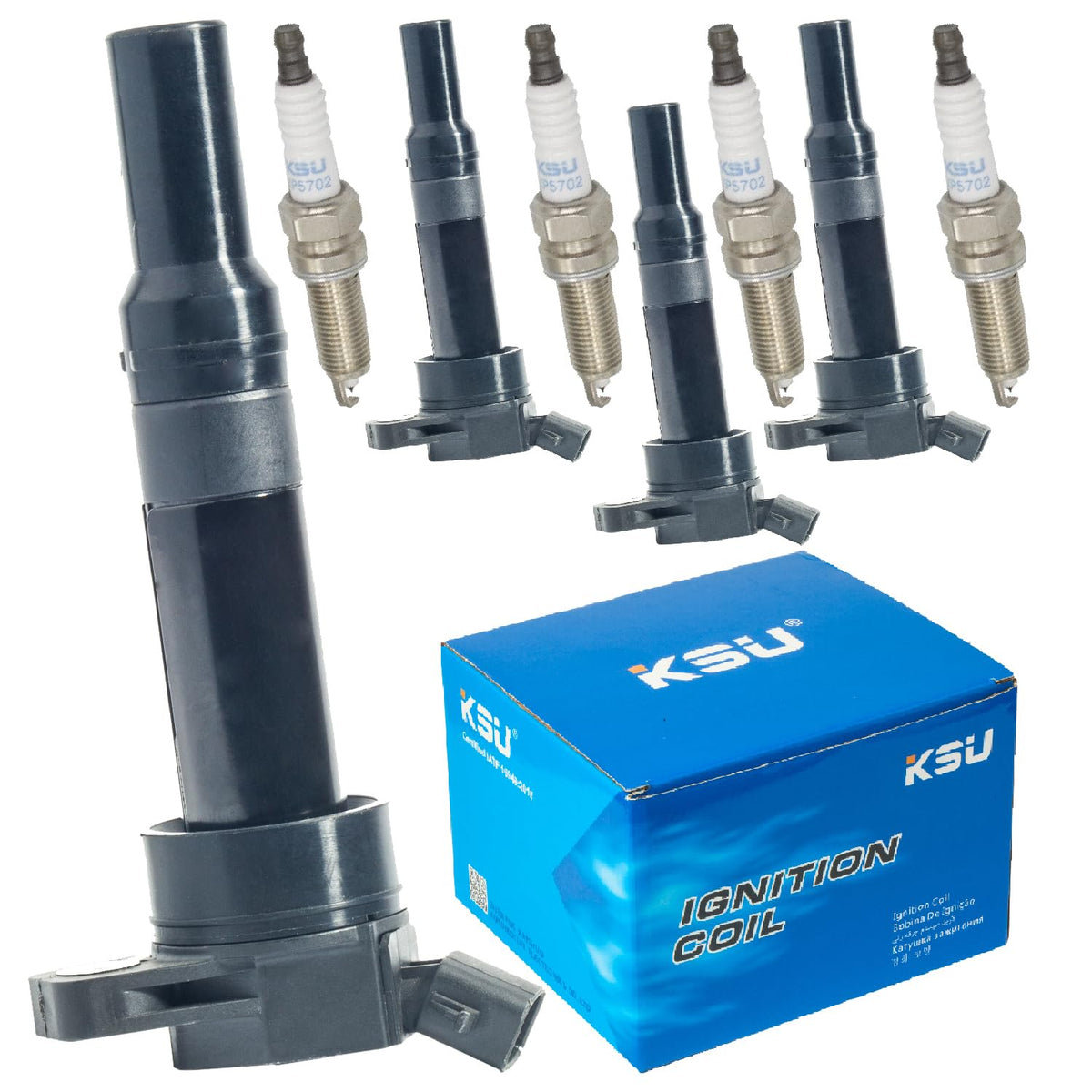KSU Coil pack & Spark Plug compatible with Hyundai Elantra GT 1.8L 2013 2.0L L4 2014 2015-2020 2 pins Hatchback