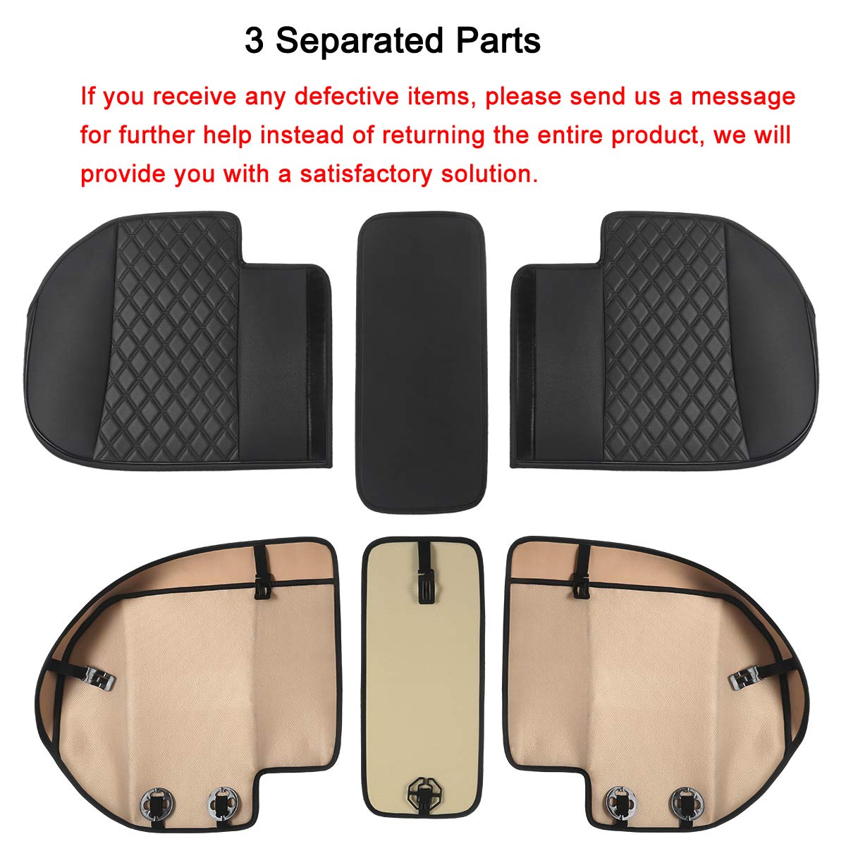 Black Panther Luxury Pu Leather Rear Car Seat Cover, Compatible With Most Vehicles, Adjustable Length 49-55'', Diamond Pattern E