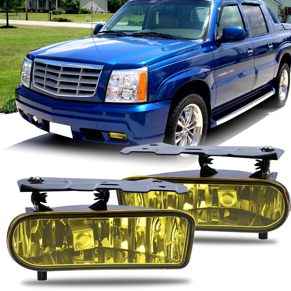 Grand Orange Front Bumper Fog Lights W/Bulb 880 12V 27W Yellow Lens Compatible With Cadillac Escalade 2002-2006
