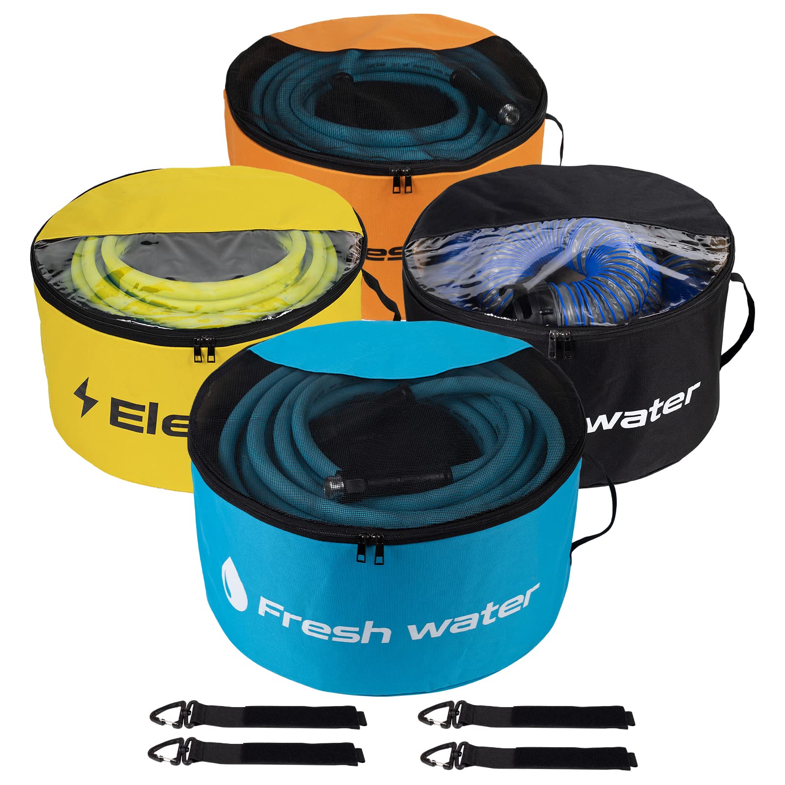 Gociean RV Sewer Hose Storage 4 Packs, Two-Way Zipper Closures and Visible Cover for RV Storage And Organization, Waterproof Acc