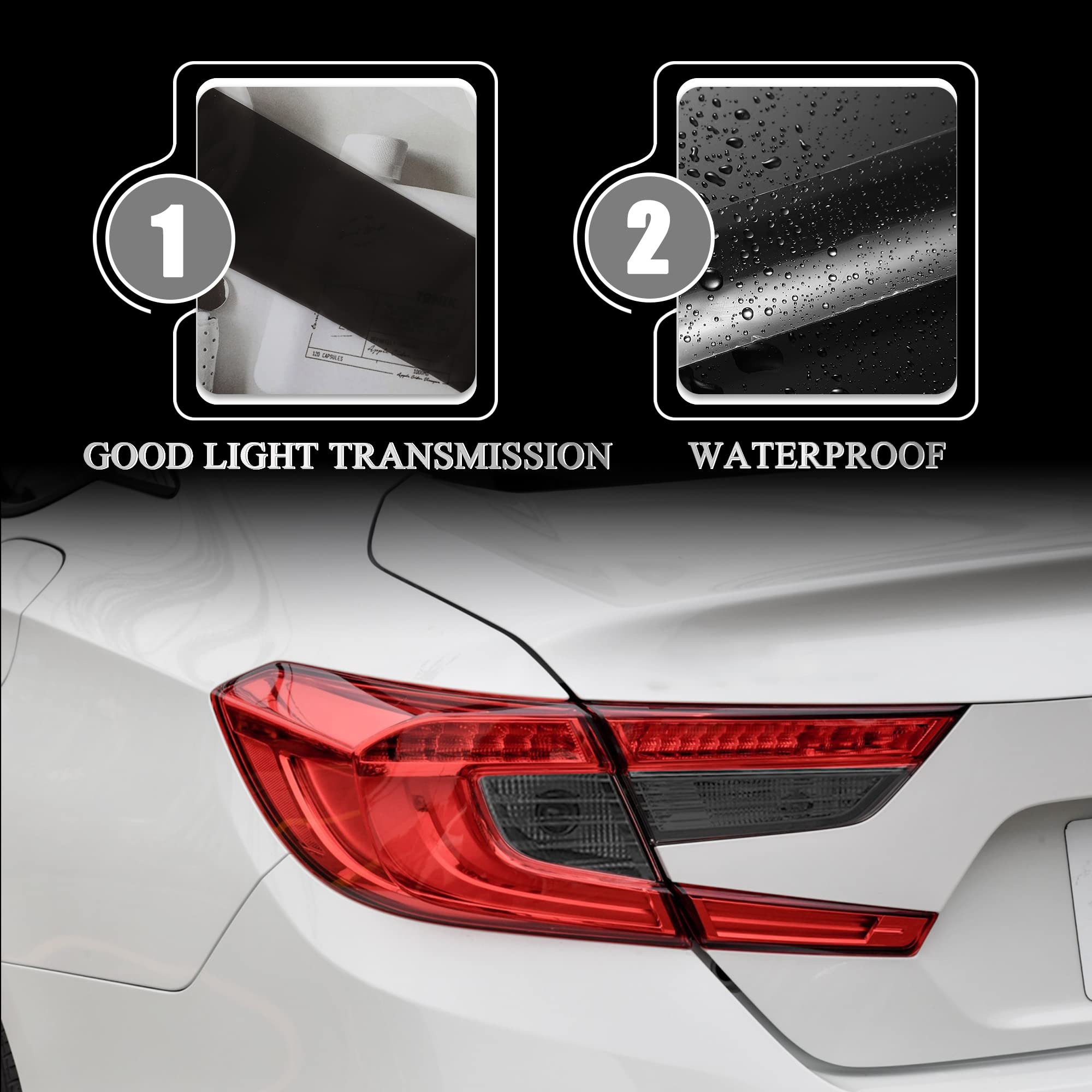 Tomall Vinyl Smoke Tint Turn Signal Reverse Light Films Compatible With Honda 10Th Accord 2018-2020 Precut Car Tail Light Transm