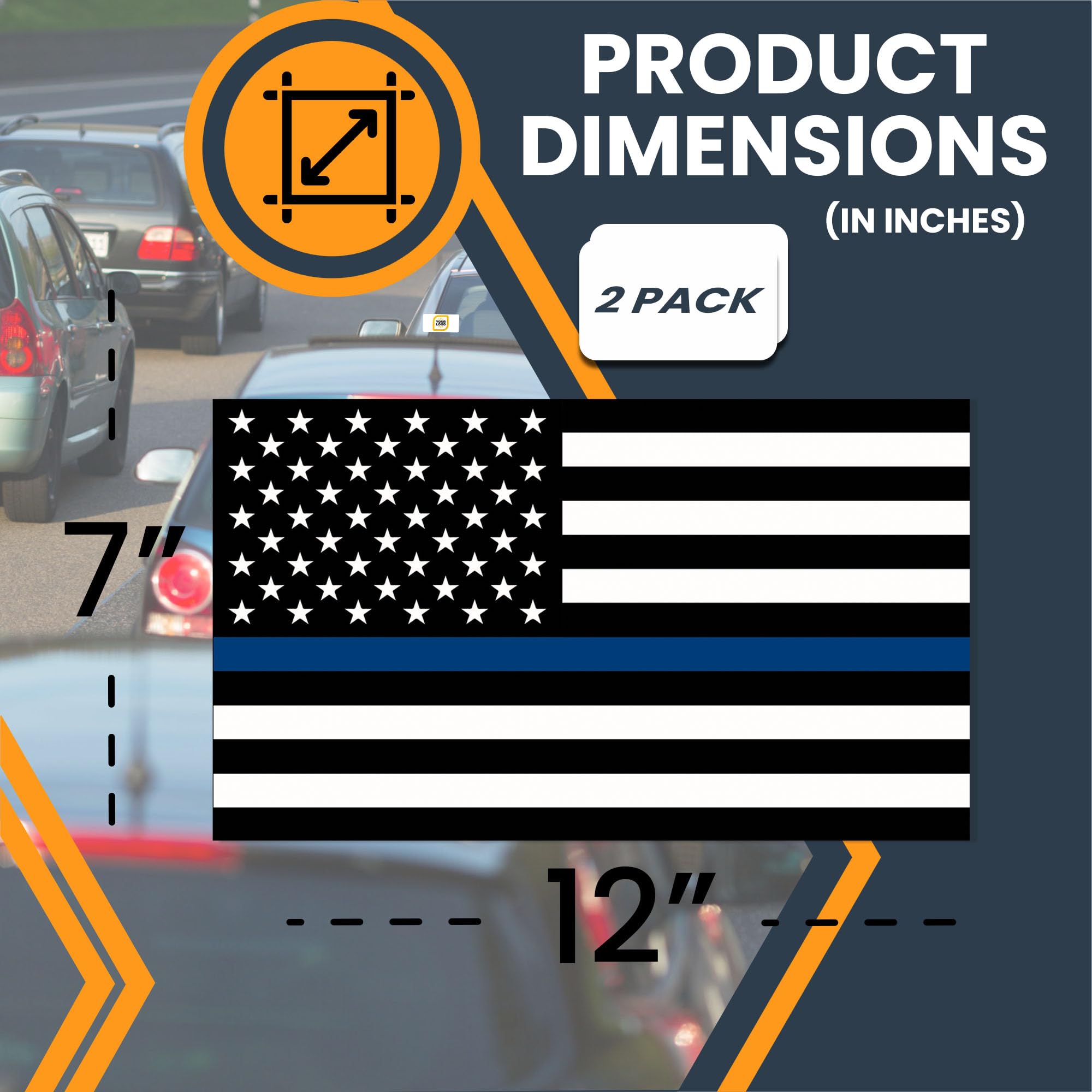 Magnet Me Up Thin Blue Line American Flag And Reversed Thin Blue Line American Flag Magnet Decal, 7X12 Inches, Opposing 2 Pack,