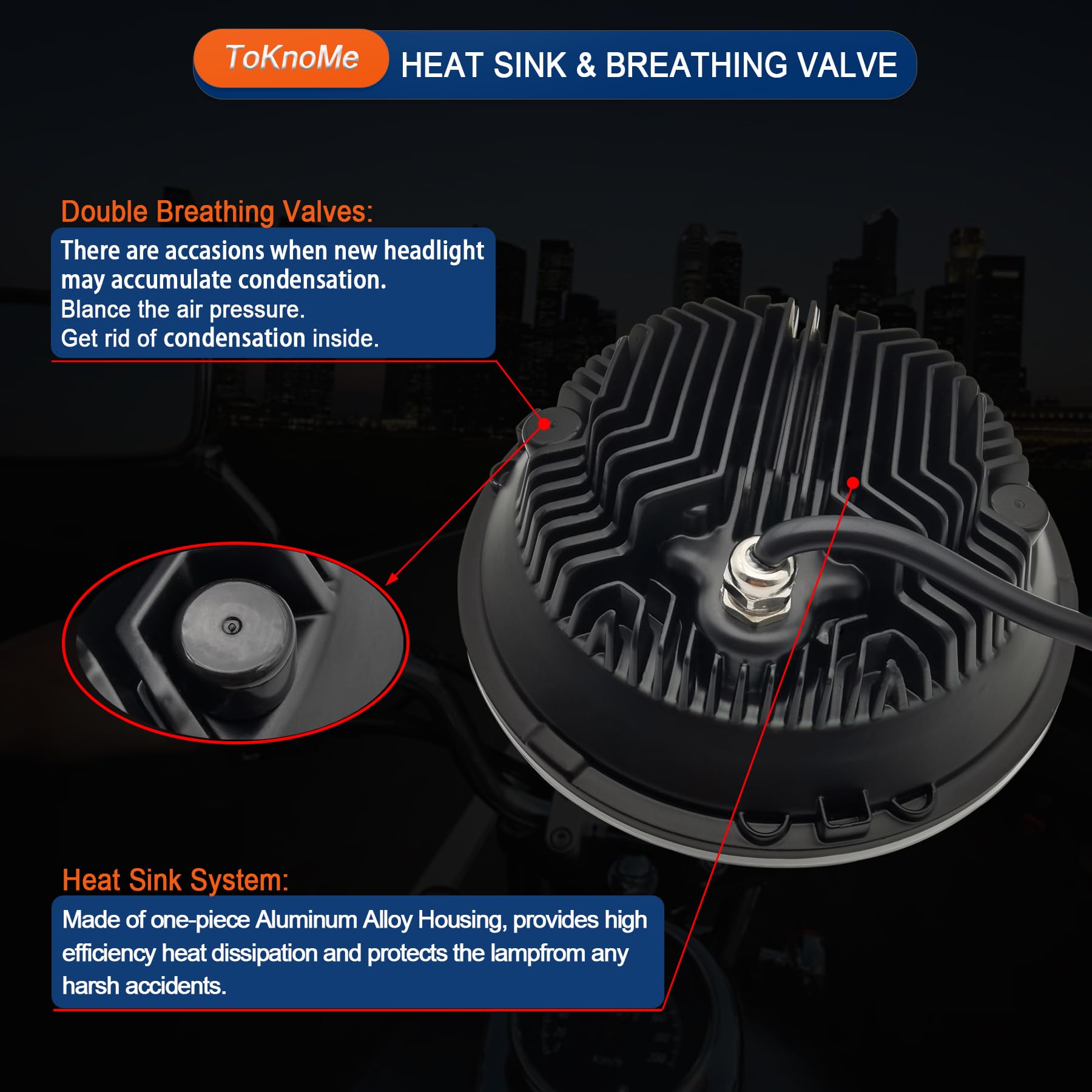 ToKnoMe Black 7'' inch LED Headlight Fog Passing Lights Motorcycle Lamp Compatible with Harley Davidson Touring Road King Ultra