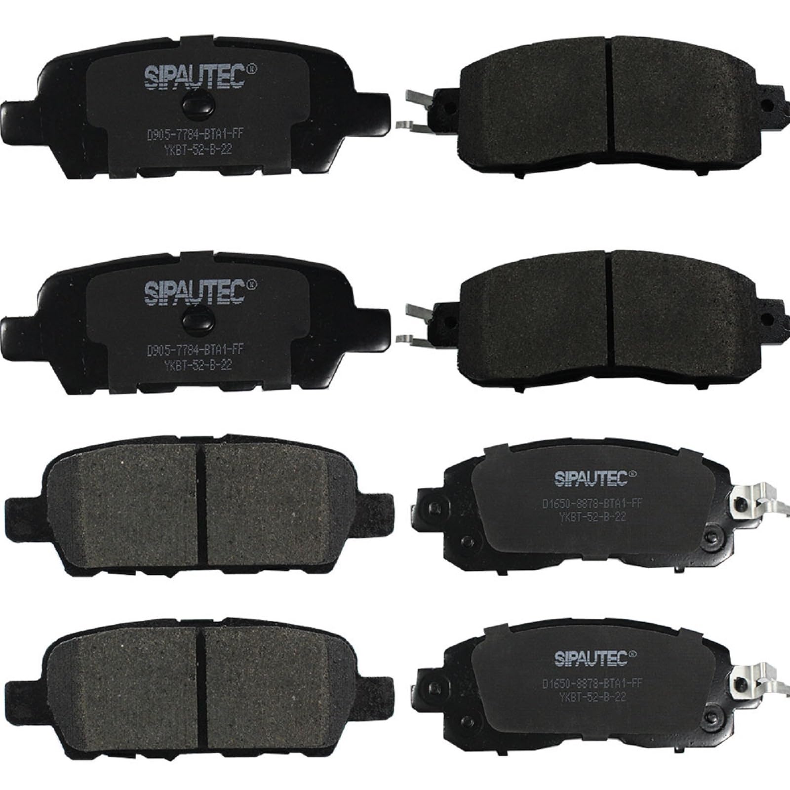 Sipautec-8Pcs Front Rear Ceramic Brake Pads Compatible With 2014 2015 2016 2017 2018 Nissan Altima D1393 D1650