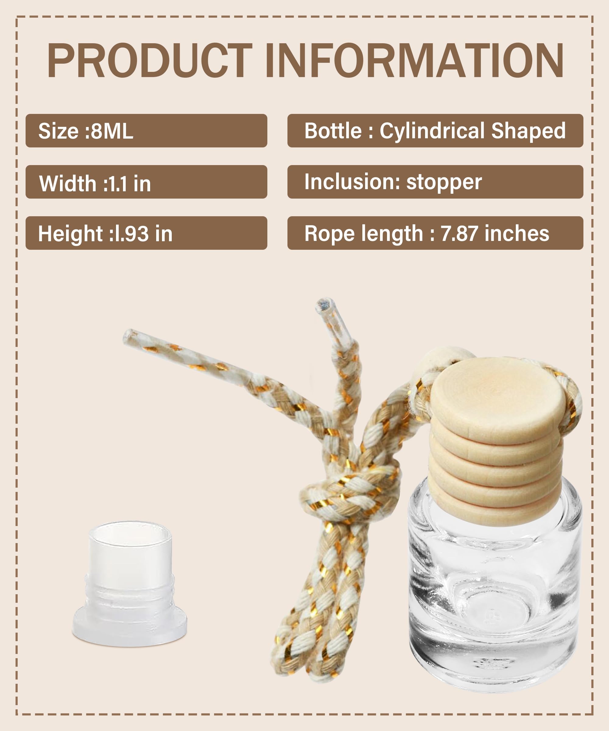 Esewalas 20 Pcs Car Air Fresheners, Hanging Diffuser Empty Glass Perfume Bottles, Aromatherapy Fragrance Perfume Pendant Glass V