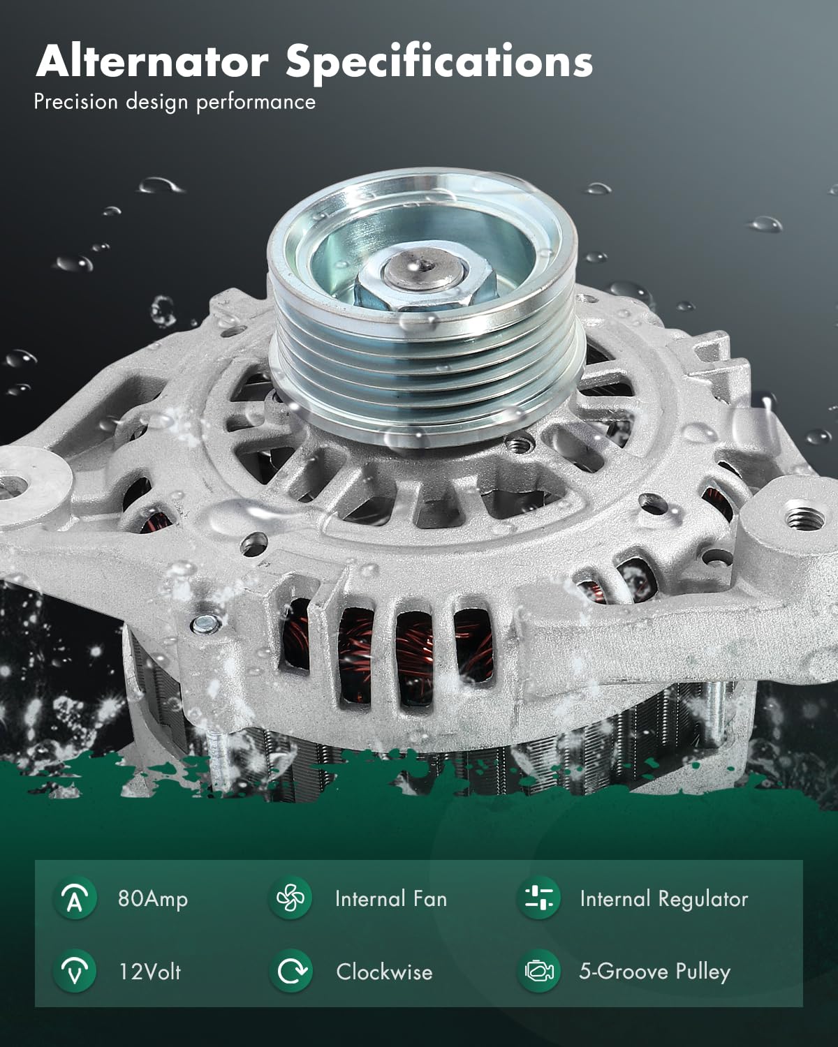 SCITOO Alternator Fits for Nissan Frontier 1999-2002 & Xterra 2000-2002 3.3L - 12V 80 Amp CW 5-Groove Pulley, Replace OE 13789 A