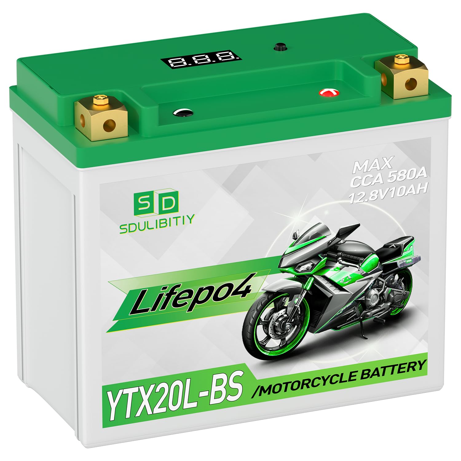 Lithium Motorcycle Battery LiFePO4 YTX20L-BS 12.8V 10Ah 580-750CCA Powersports Battery For Motorcycle Compatible ATV, UTV, Jet S
