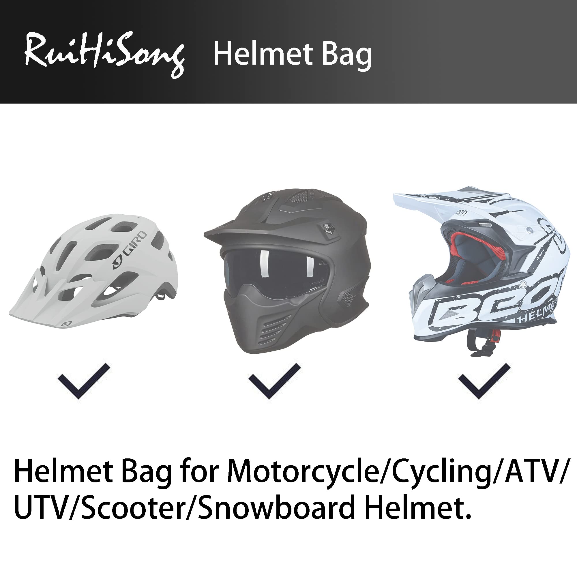 Ruihisong Helmet Bag,Helmet Storage Bag,Motorcycle Mx Helmet Bag With Silver Piping, Zipper, Carry Handle And Cashmere Lining