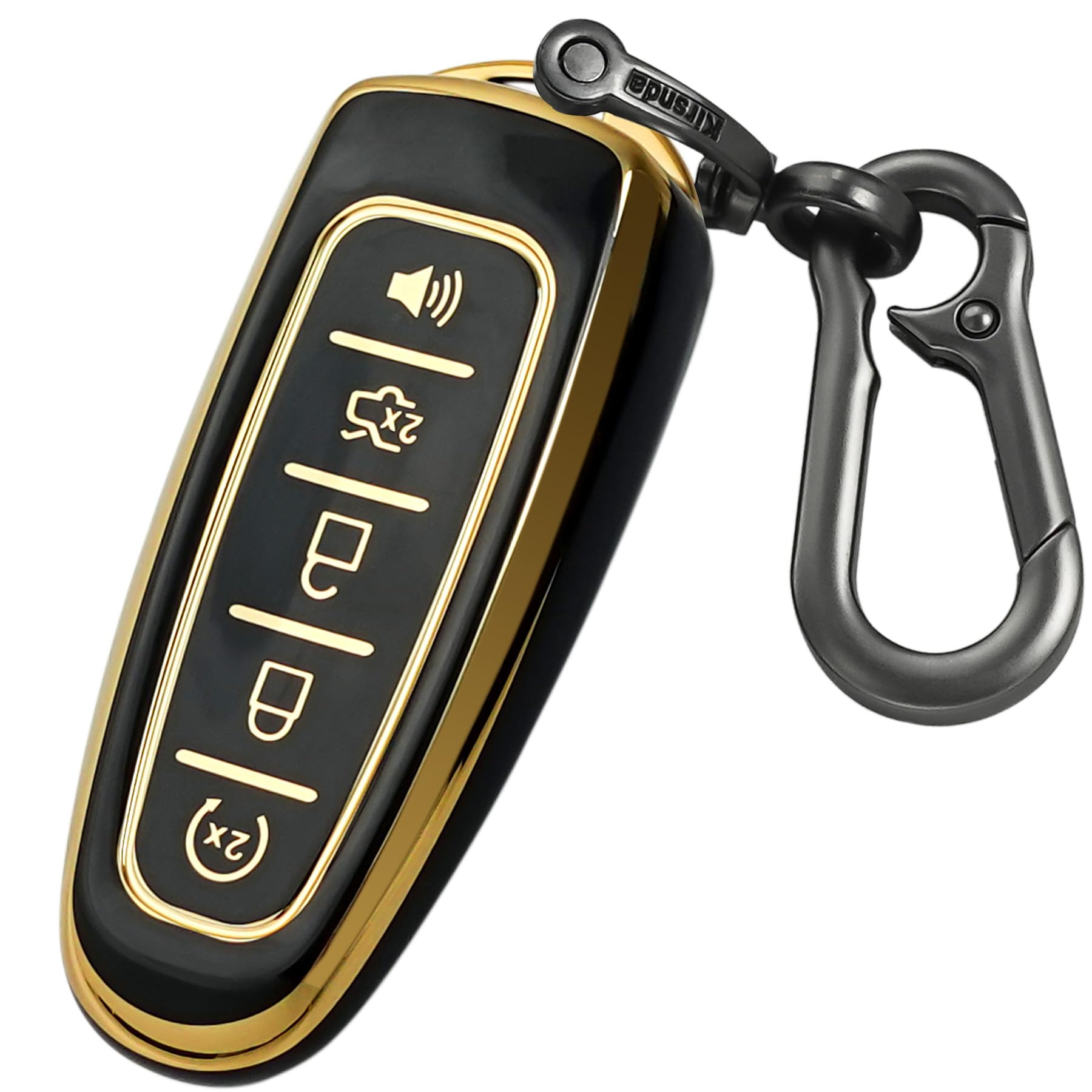 Kirsnda For Ford Key Fob Cover With Keychain,Soft Tpu Protection Key Case/Skin,5 Buttons Compatible With C-Max Edge Escape Exped