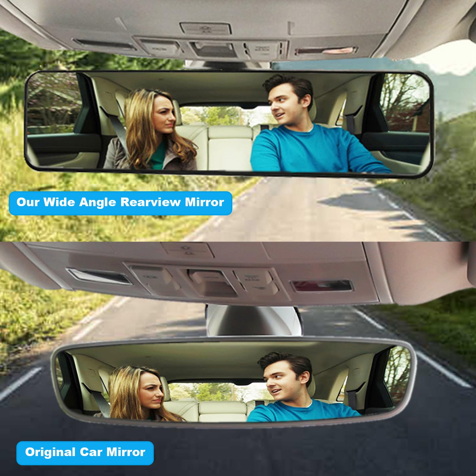 Kitbest Rear View Mirror, Universal Interior Clip On Panoramic Rearview Mirror to Reduce Blind Spot Effectively - Wide Angle - C