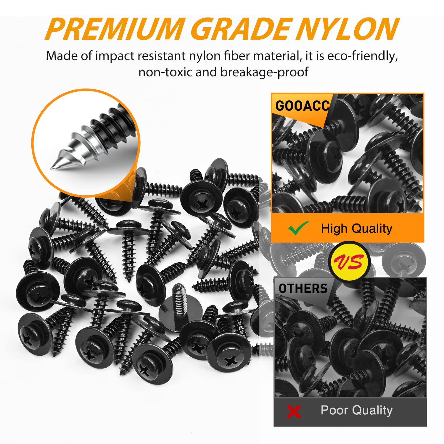 Gooacc 50Pcs Splash Shield General Purpose Phillips Truss Head Sems Screw For Honda Acura Bmw Fender Liner Bumper Cover Screws 9