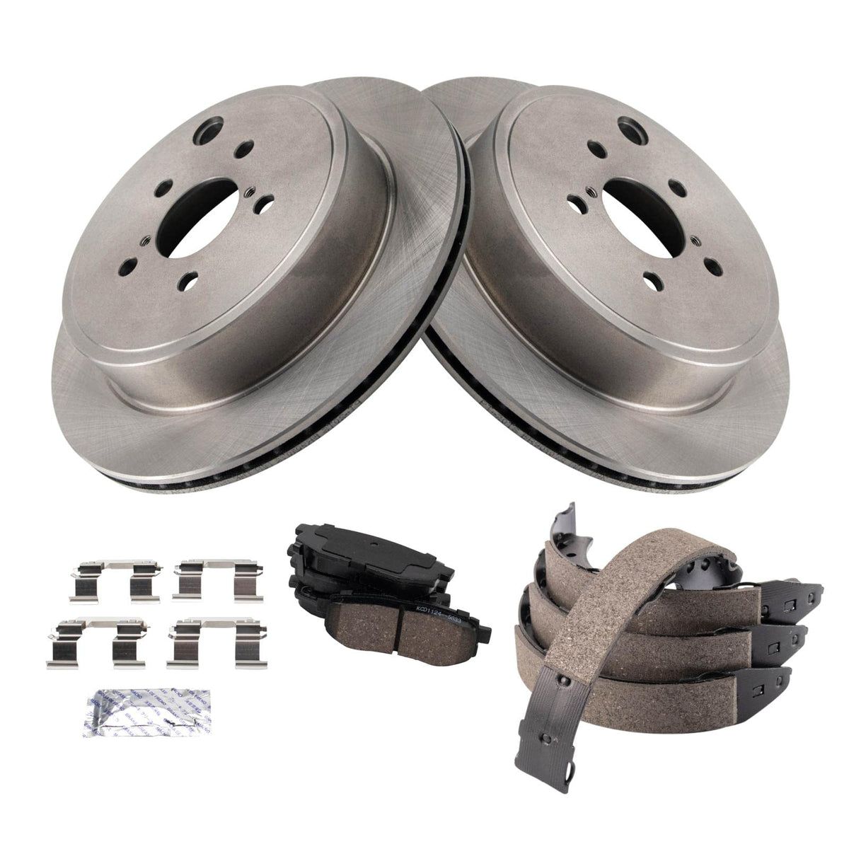 Trq Rear Brake Pad & Rotor Kit Brake Pads Brake Rotor Parking Brake Shoe Set Ceramic Compatible With 2013-2016 Scion Fr-S 2013-2