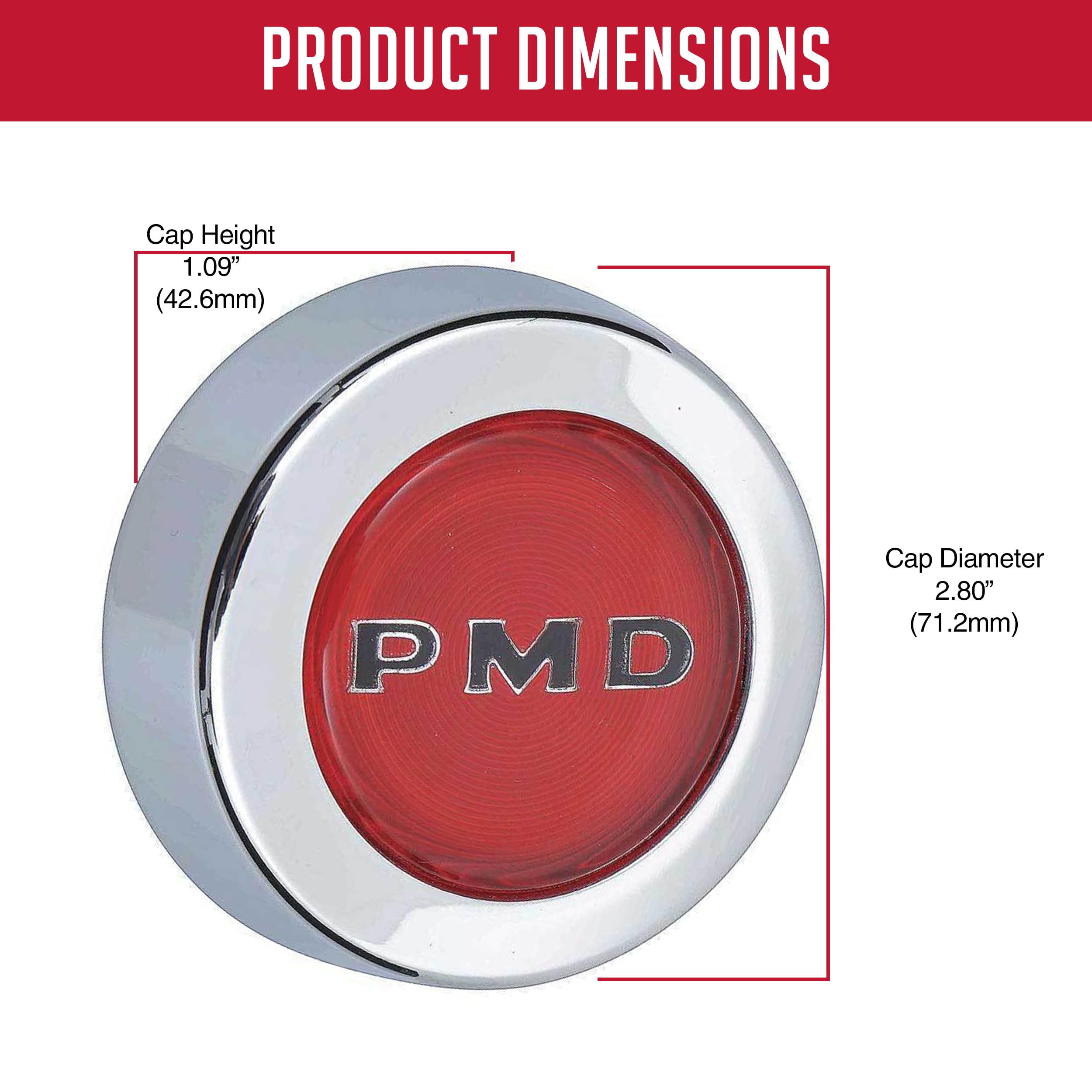 Wheel Accessories Parts 1 Pc Red Aluminum Alloy Pontiac Ralley Ll Center Cap 2.80' Diameter Fits Pontiac 1967-70 Firebird Gto Lemans Tempest | 1969-73 Grand Prix | 1971-73 Ventura