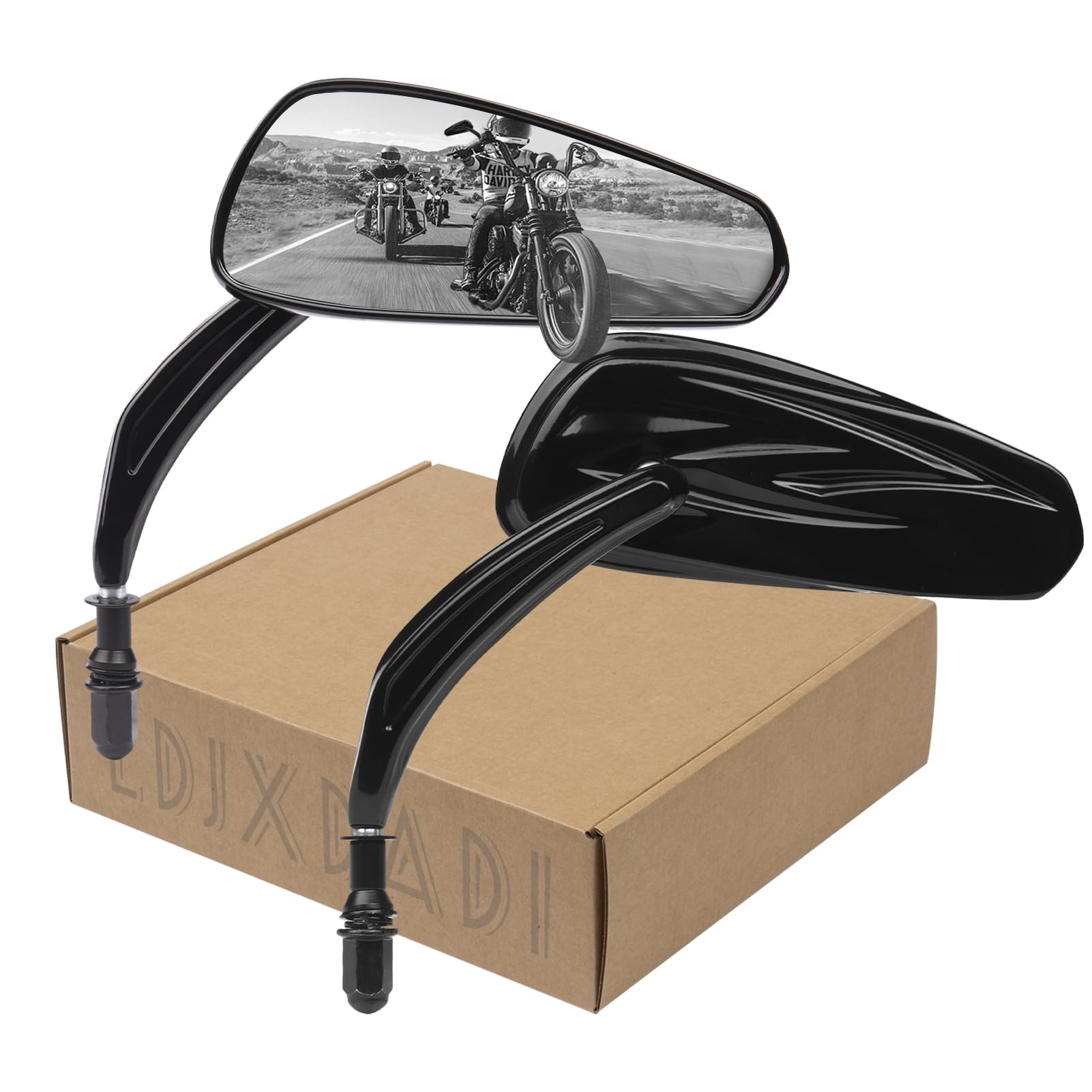 LDJXDADI Motorcycle Rear view Mirrors for Harley Sportster Road King Street Electra Glide Road Glide Dyna Softail 1982-2023 (Bla