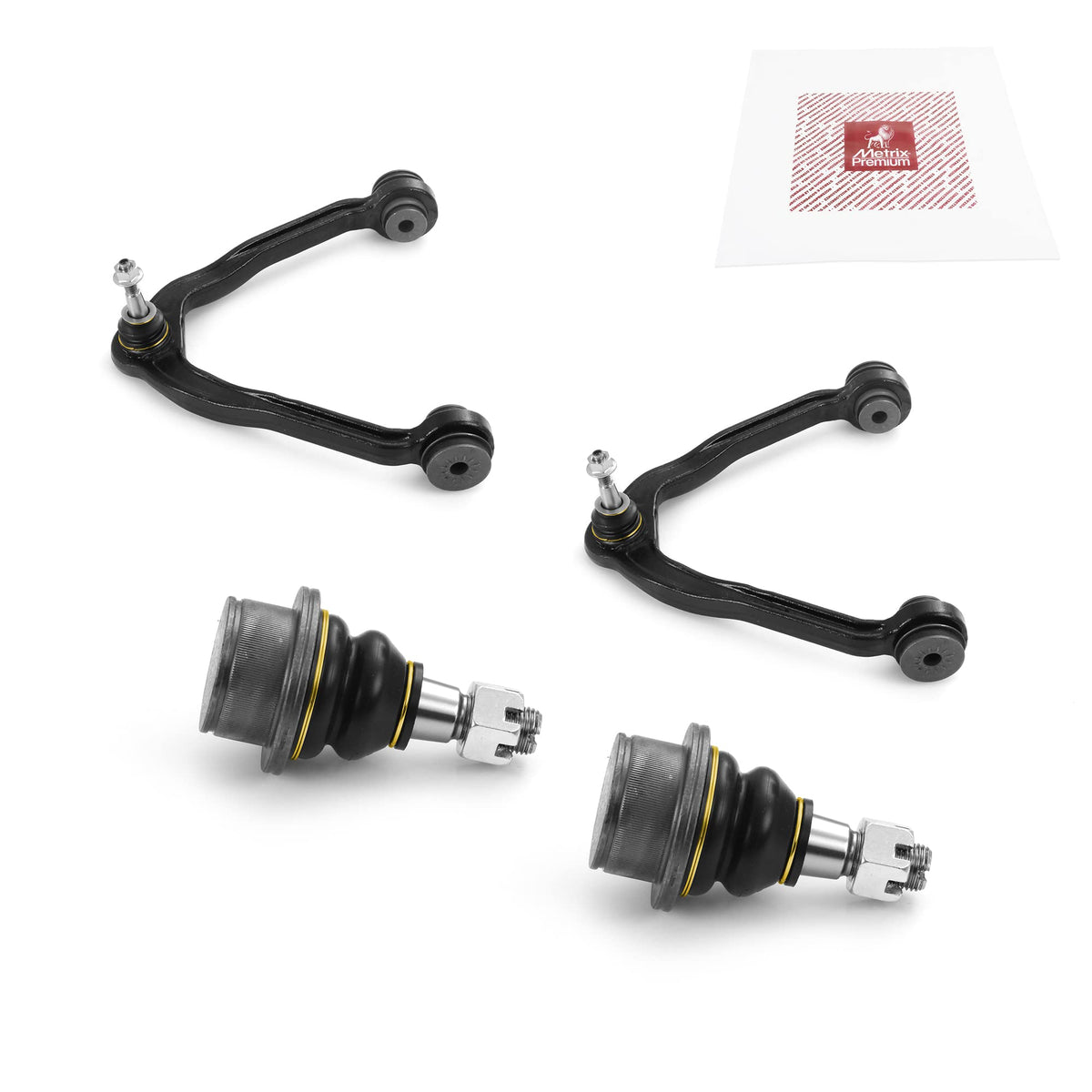 Metrix Premium Chassis Parts - 4 Pc Front L/R Upper Control Arm & Front Lower L/R Ball Joint Kit Fits 02-06 Cadillac Escalade, 0