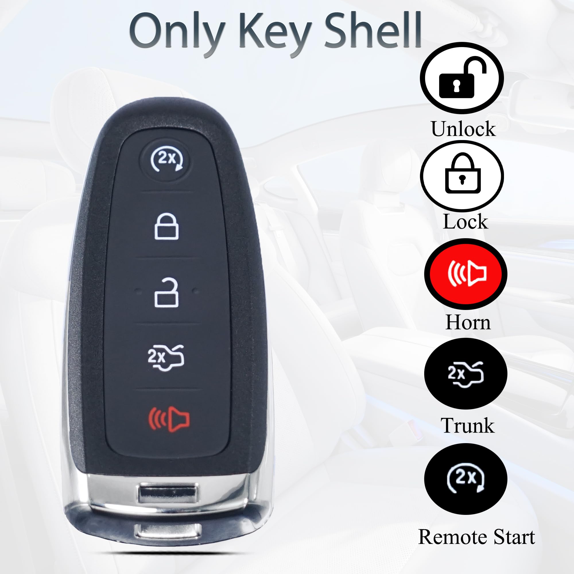Supaland Key Fob Shell Case Replacement Fits For Ford Edge Explorer Focus Taurus Flex Expedition Lincoln Mks Mkt Mkx Navigator 2