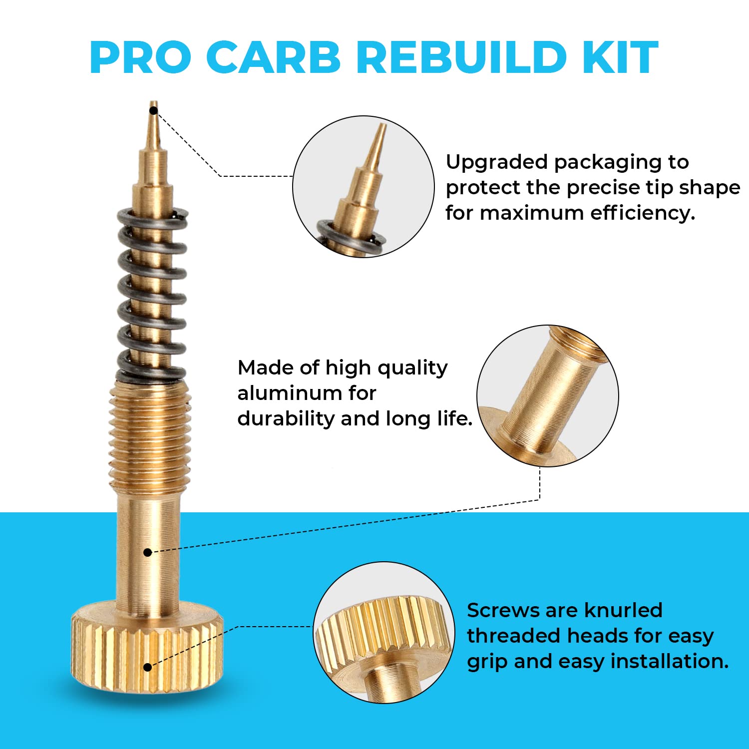 Alpha Rider Pro Carb Rebuild Kit Mixture Screw For Keihin Cv Cvk Carbs For Harley Big Twin 1990-1999, Twin Cam 1999-2006 & Sportster Xl 883 1200 1988-2006