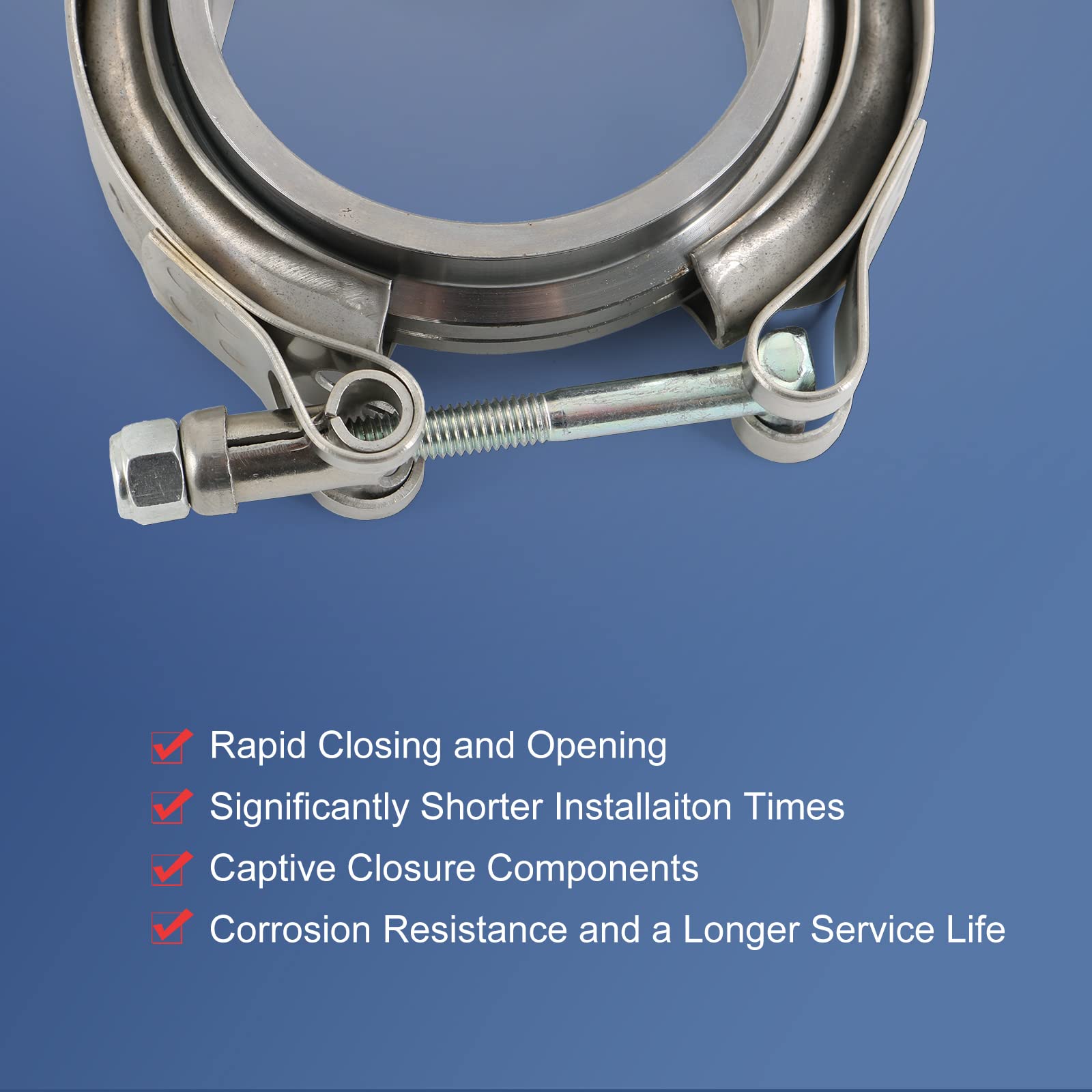 JDMSPEED New 2.5'' V-Band Flange & Clamp Kit Stainless Steel 2 Pcs Replacement For Turbo Exhaust Downpipes (2)