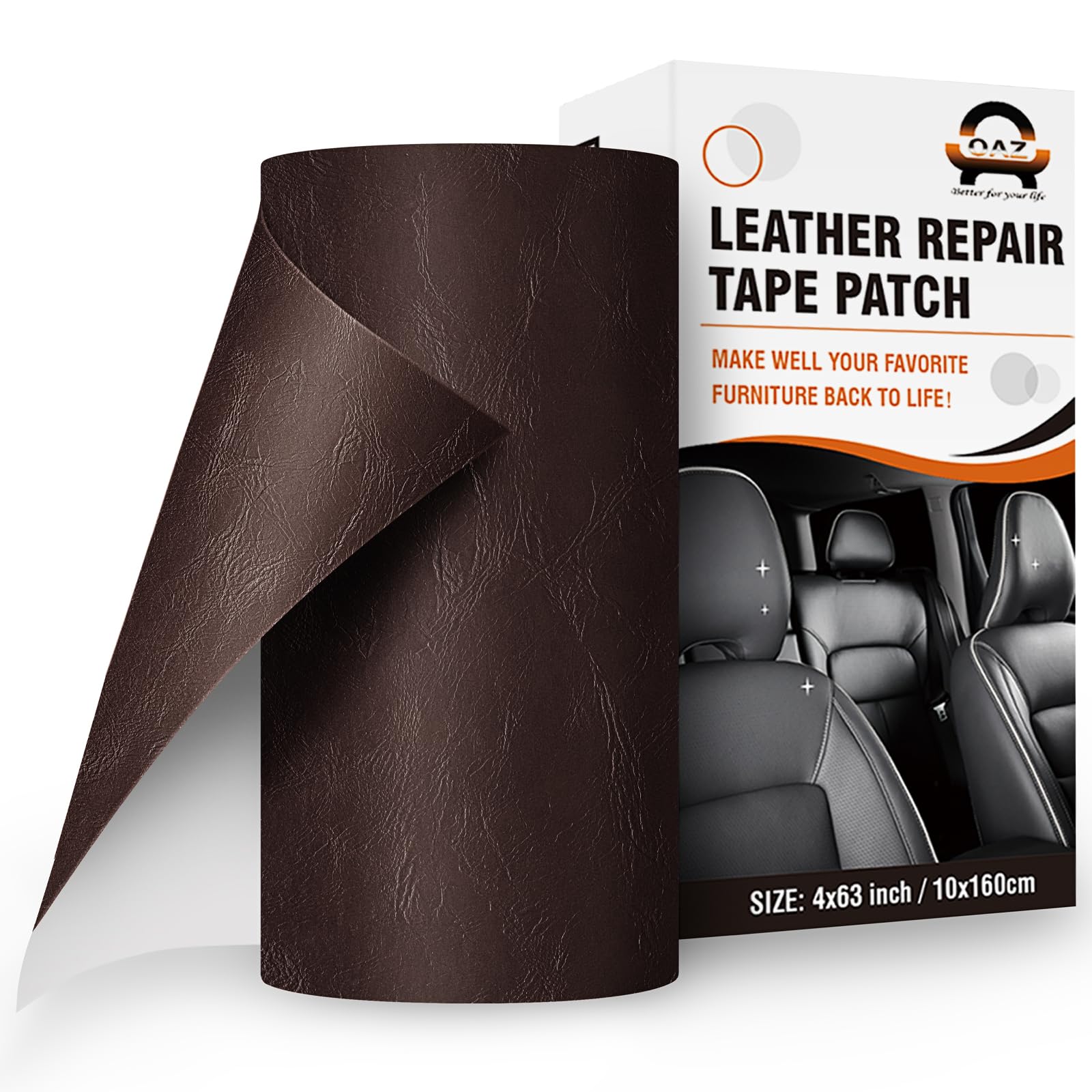Oaz Leather Repair Patch Self Adhesive, 4X63 Inch Leather Repair Kit For Furniture, Leather Repair Tape For Car Seat, Sofa, Couc