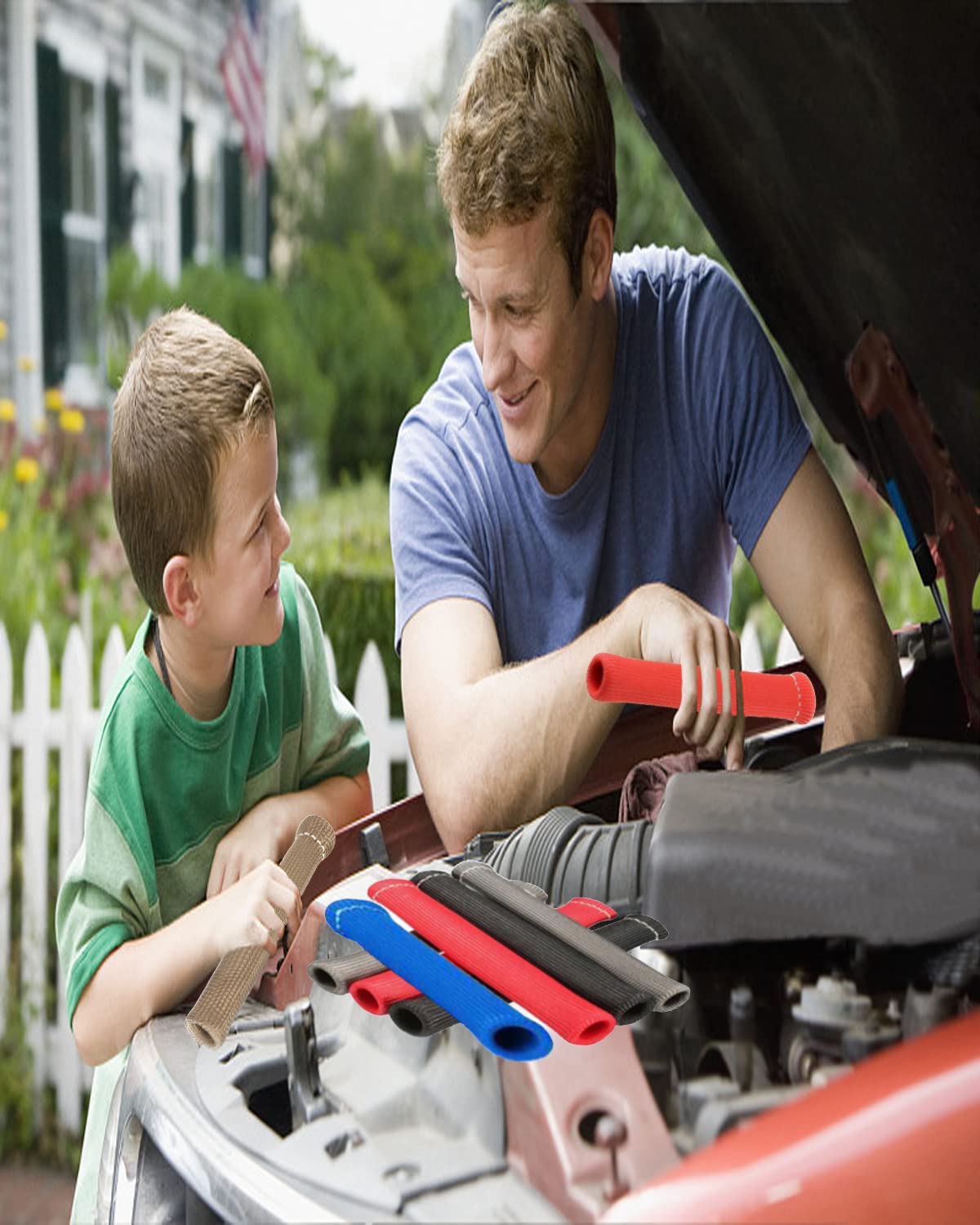 Spark Plug Heat Sleeve Protection - 8 Pcs 2500 Spark Plug Wire Boots Protector, 6 Inches Spark Plug Wire Heat Shield Cover Repla