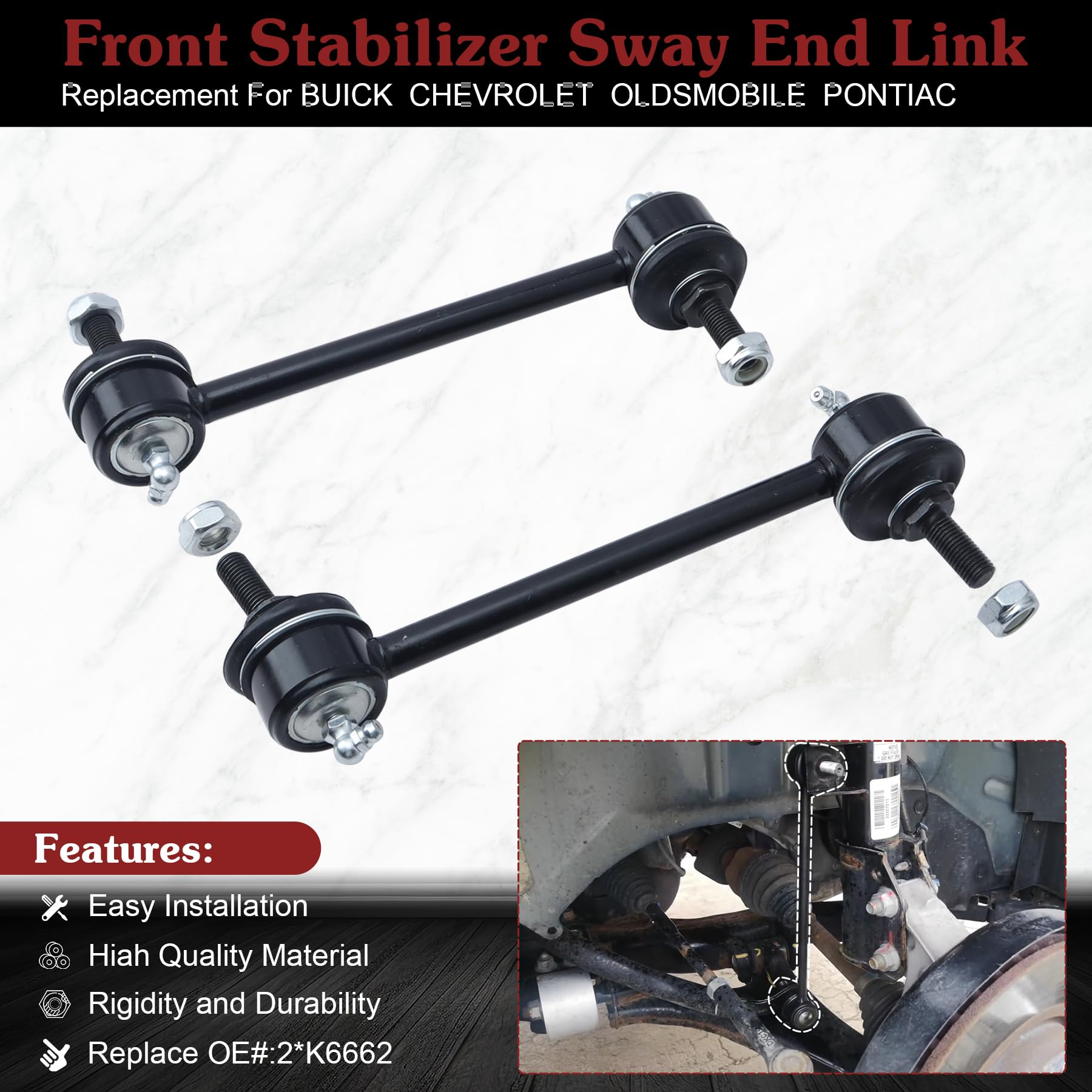 Stiueoav K6662 Sway Bar Link - Rear Stabilizer End Link Compatible With 2005-2009 Allure?1997-2005 Centiry?2005-2009 Lacrosse?19