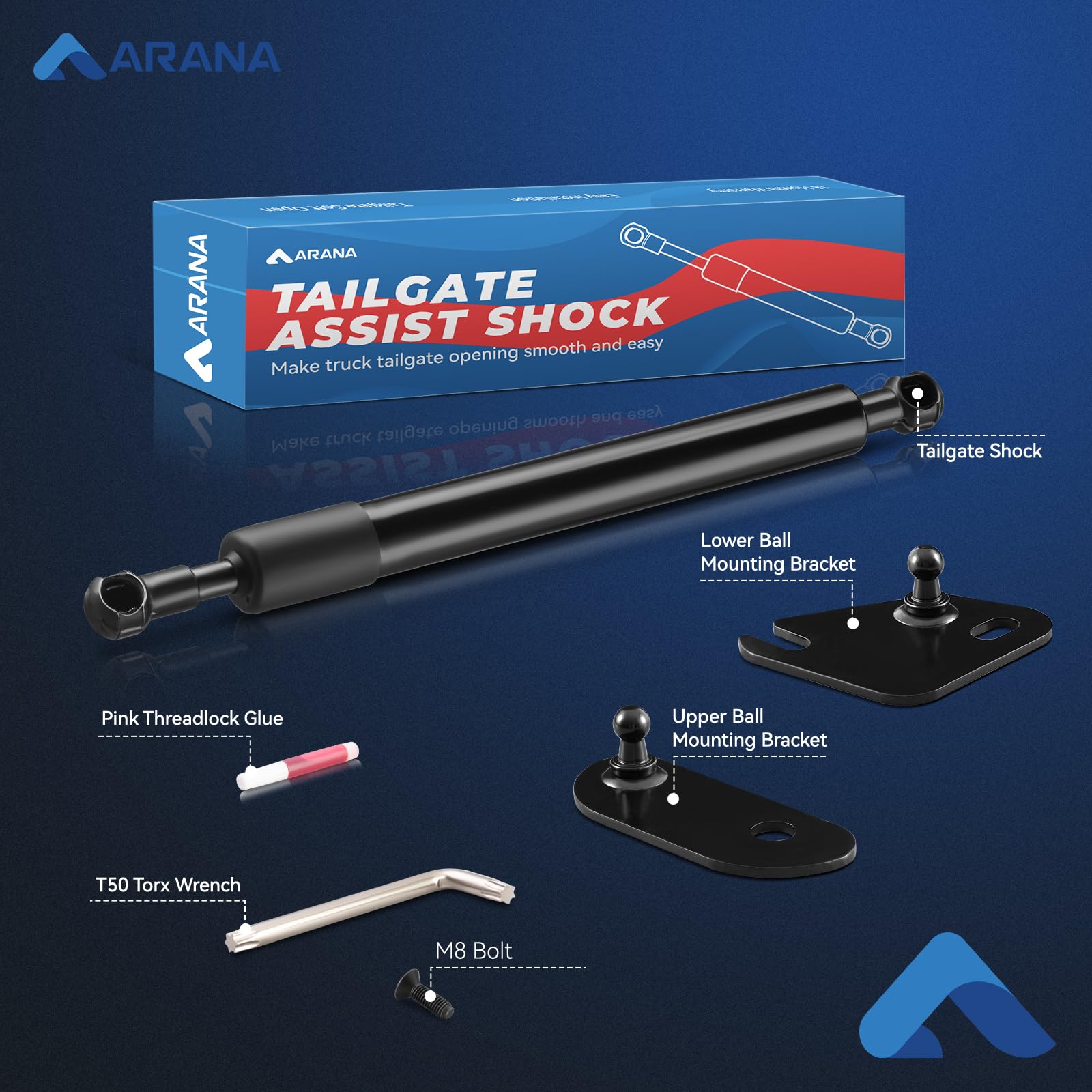 Arana Tailgate Assist Shock For Ford F150, 2015-2024 F-150 Tail Gate Slow Drop Accessories Fits Ford F150 Xl Xlt Lariat King Ran