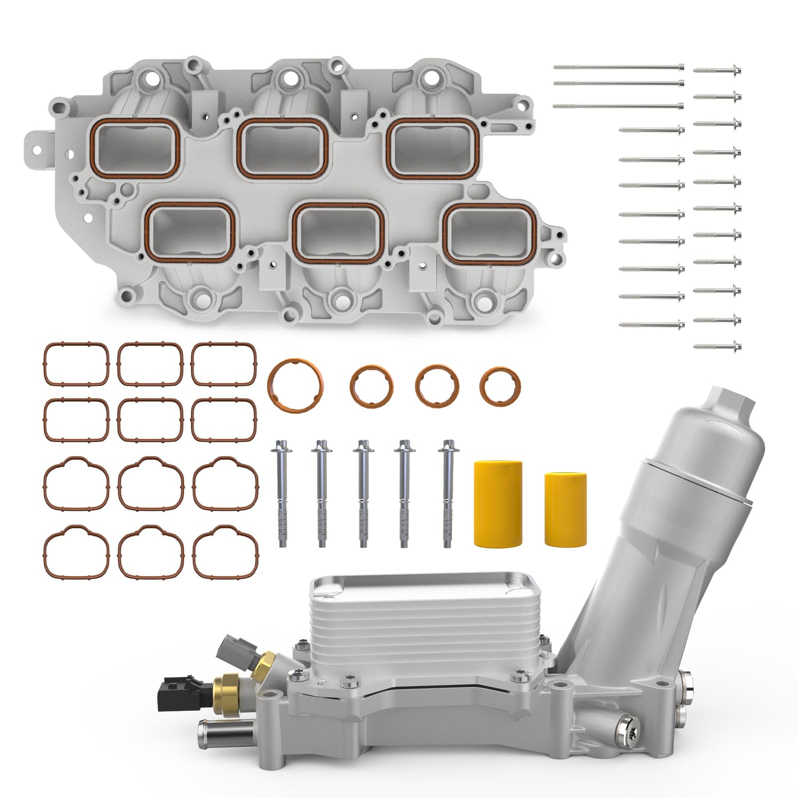 Full Aluminum Engine Oil Cooler with Lower Intake Manifold for Jeep Grand Cherokee Wrangler, Dodge Journey Grand Caravan Charger