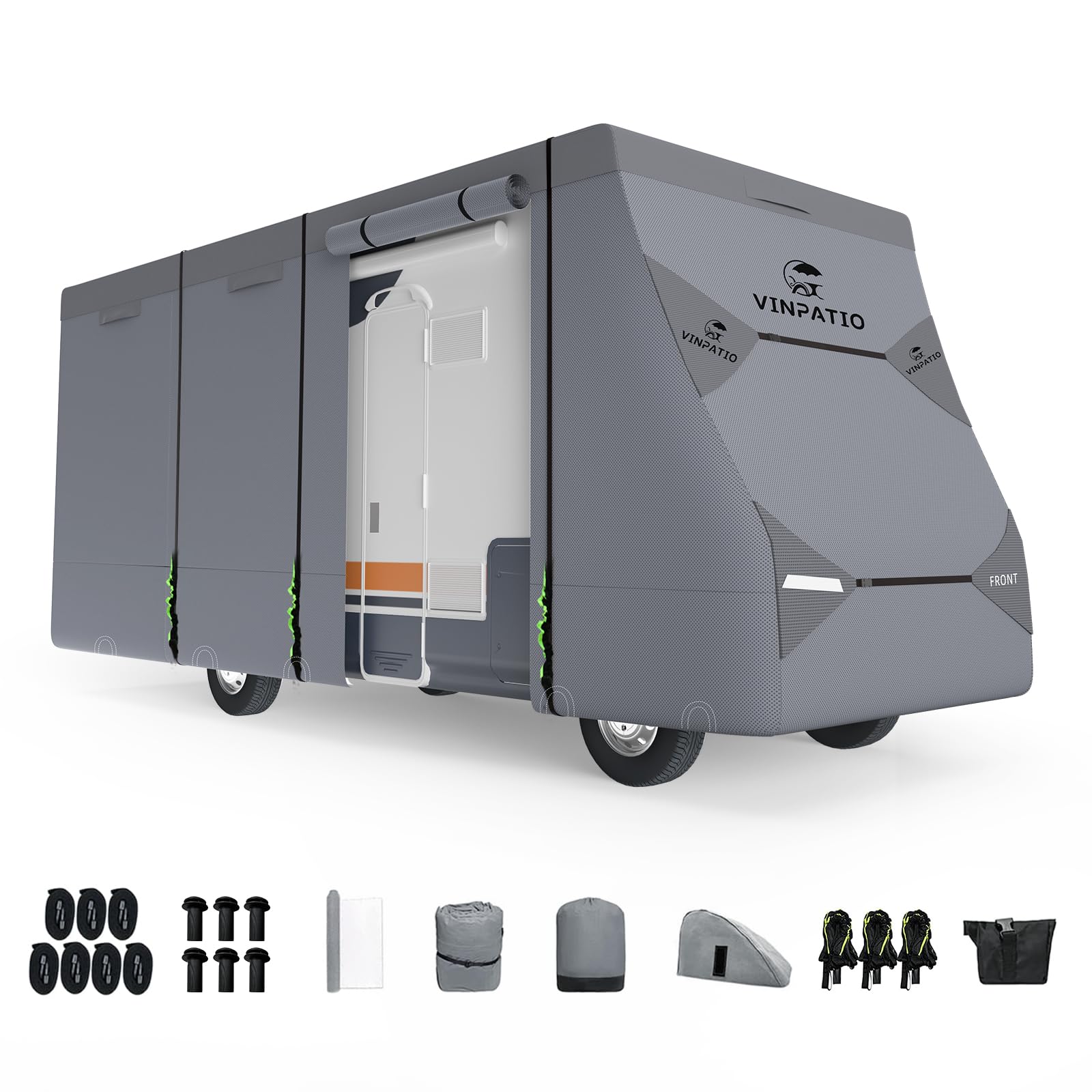 Class C Rv Cover Extra Thick 7 Layer Top, Fits 26'-29' Rv, Heavy Duty Windproof Class C Cover, Waterproof Anti-Uv Camper Cover W