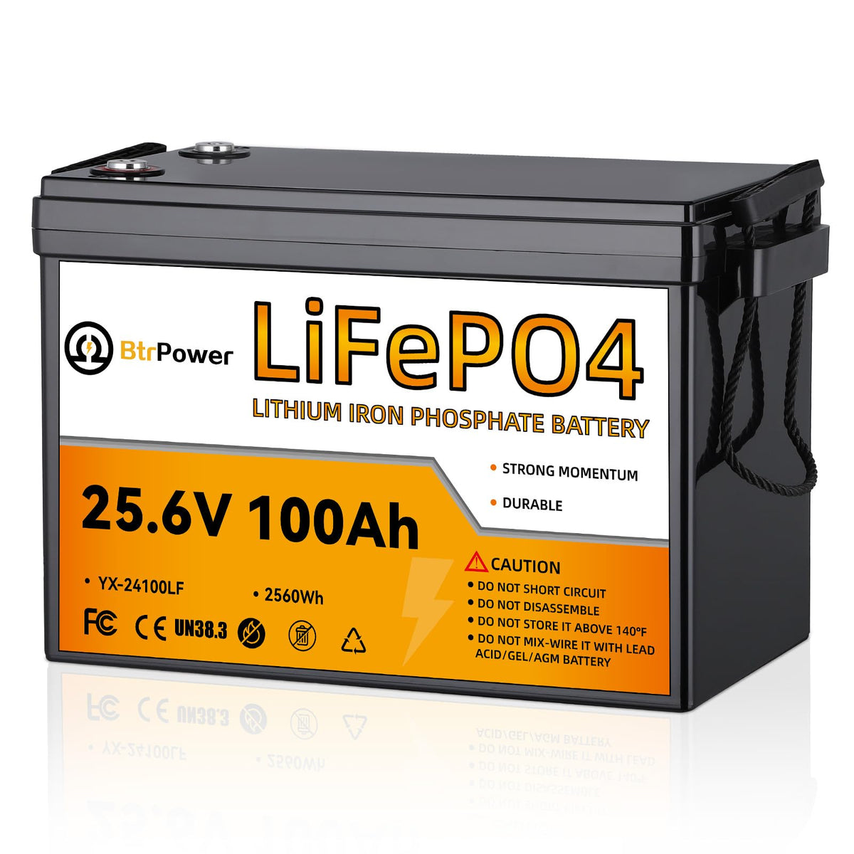 Btrpower 24V 100Ah Lithium Battery,2580Wh Deep Cycle Lifepo4 Battery With 100A Bms,5000+ Cycles,Perfect For Home Storage And Off