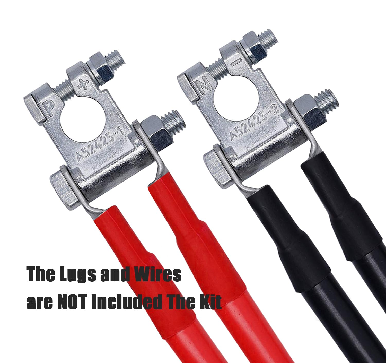 Ampper Military Spec Battery Terminal Top Post Kit With Cover, 4 Copper Lugs And Heatshrink For Marine Car Boat Rv Vehicles And