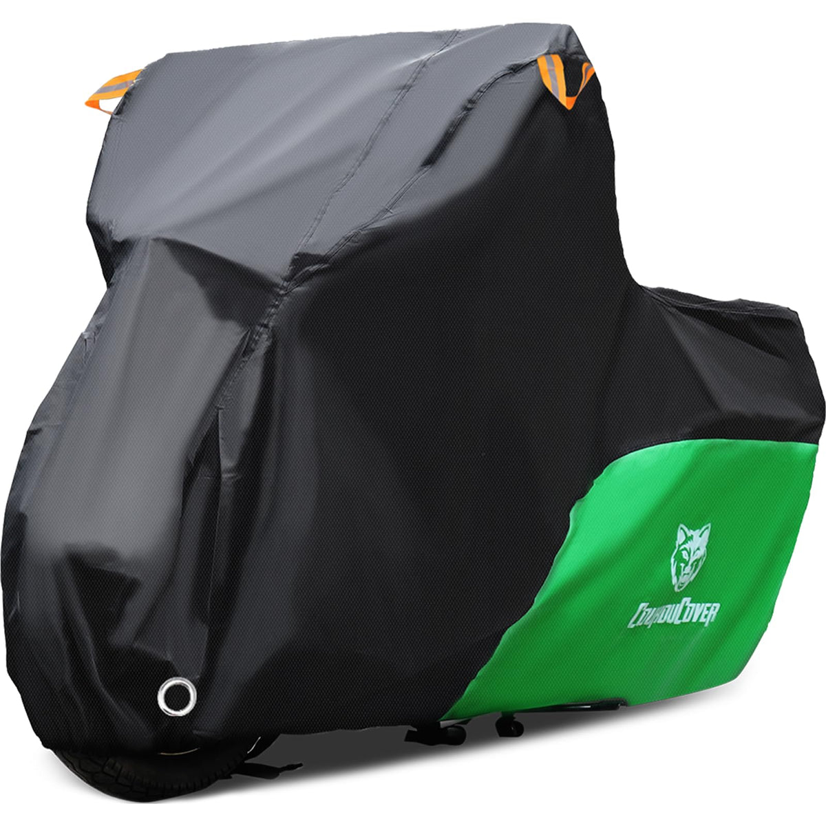 Coukoucover Motorcycle Cover, All Weather Outdoor Waterproof Night Protection With Reflective Strips, Locking Holes And Storage 