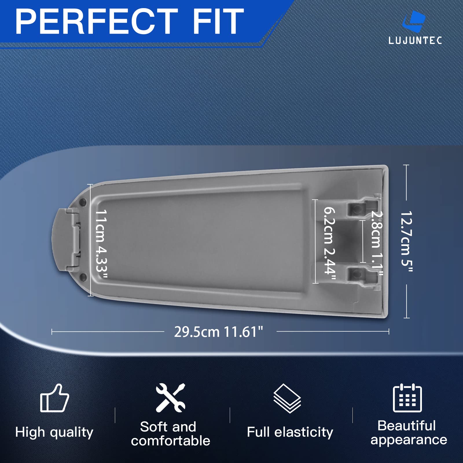 LUJUNTEC Center Console Armrest Latch Lid with Skin Cover fits 1999-2001 For Volkswagen For Beetle;1999-2005 For Volkswagen For