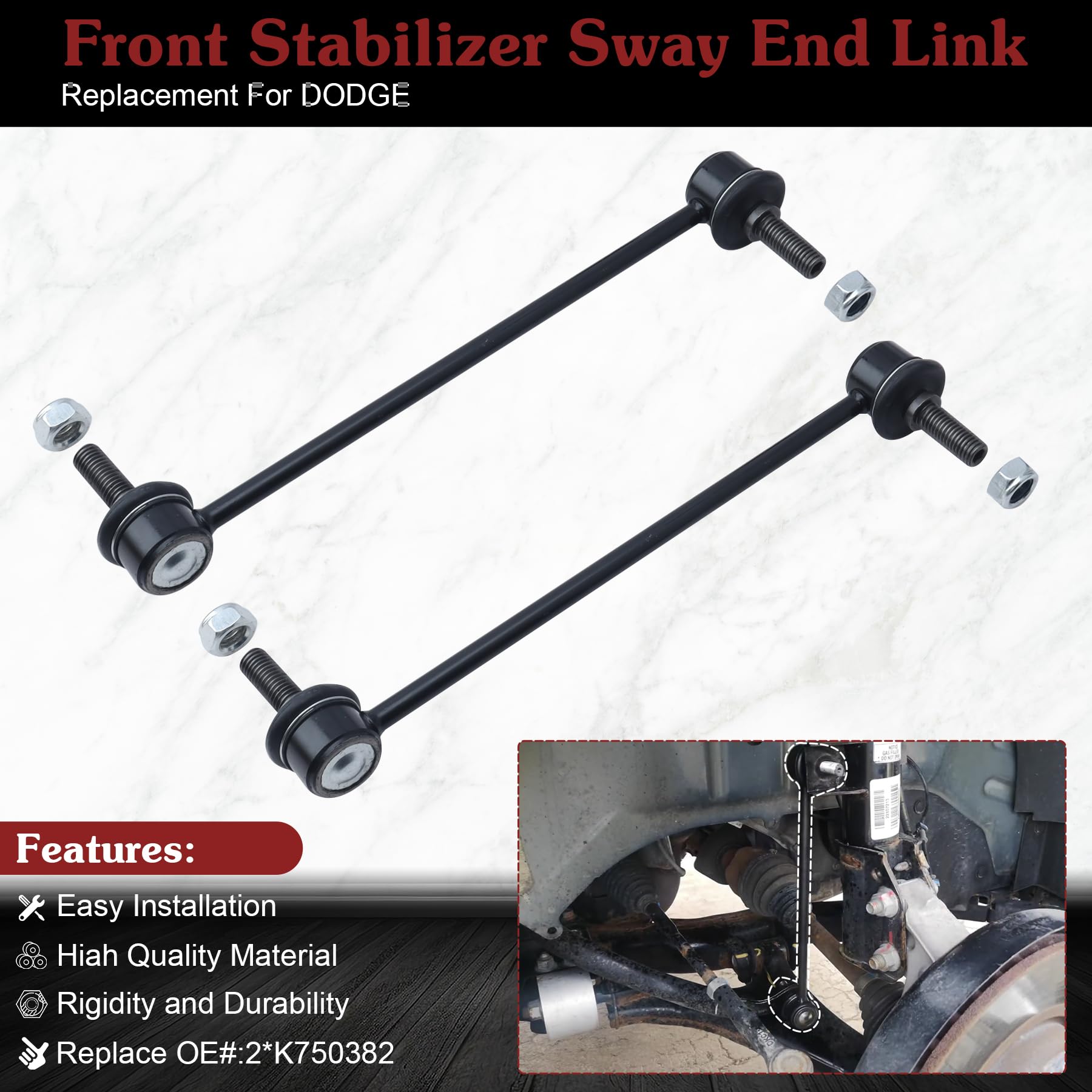 Stiueoav K750382 Sway Bar Link - Front Stabilizer End Link Compatible With 2009 2010 2011 2012 2013 2014 2015 2016 2017 2018 201