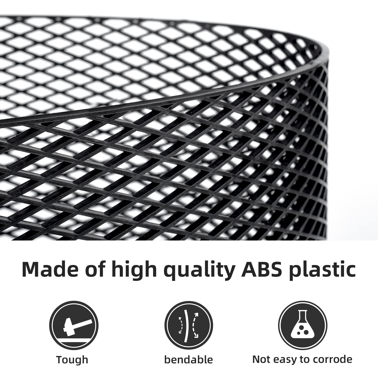 Aggauto 47'X16' Abs Plastic Universal Car Grill Mesh, Automotive Grille Insert Bumper Rhombic Hole 10X30Mm Grids Black