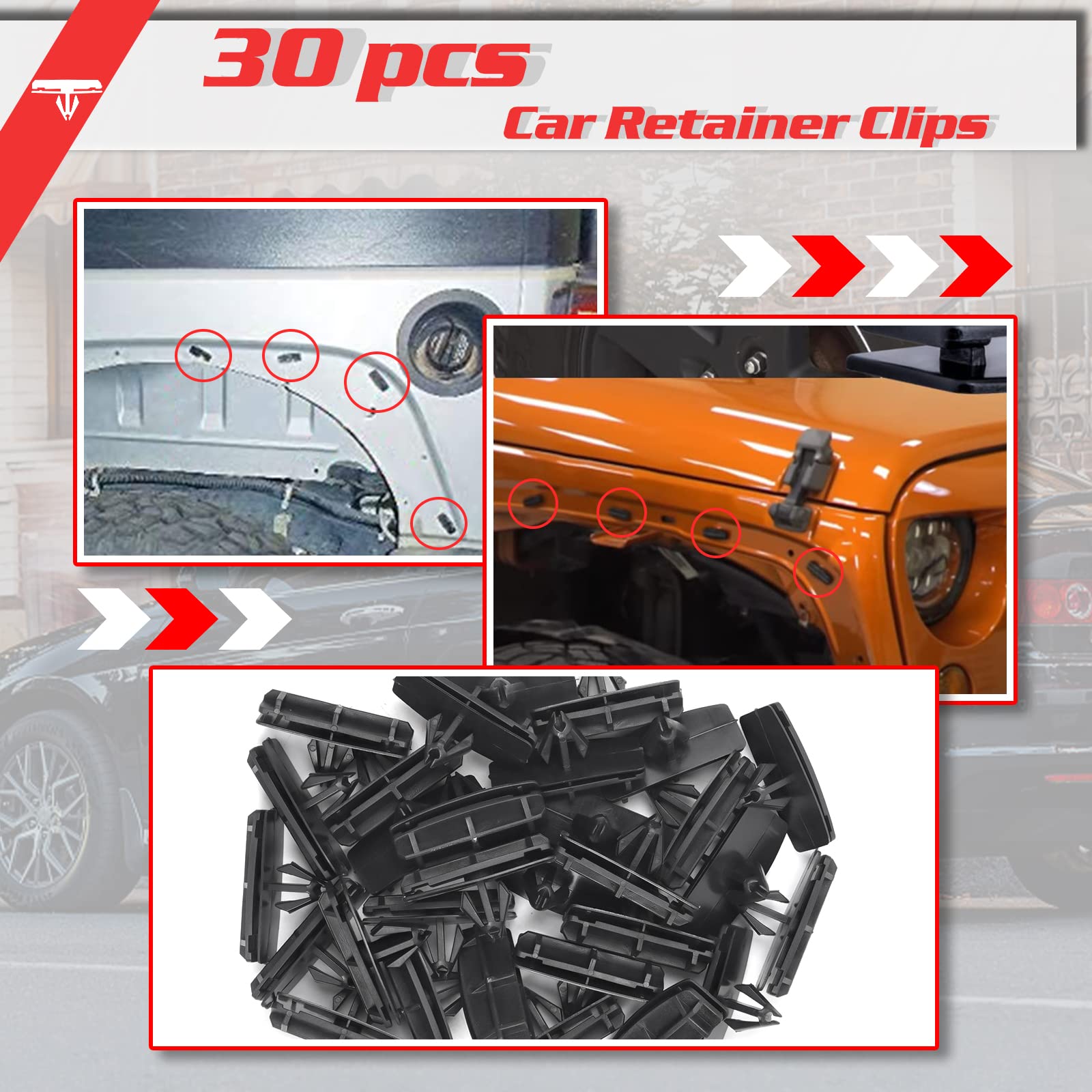 Otuayauto 30Pcs Fender Flare Clip - Rocker Moulding Clip Replacement For Jeep Wrangler Jk  Unlimited Jk 2007-2019, Replace Oem: