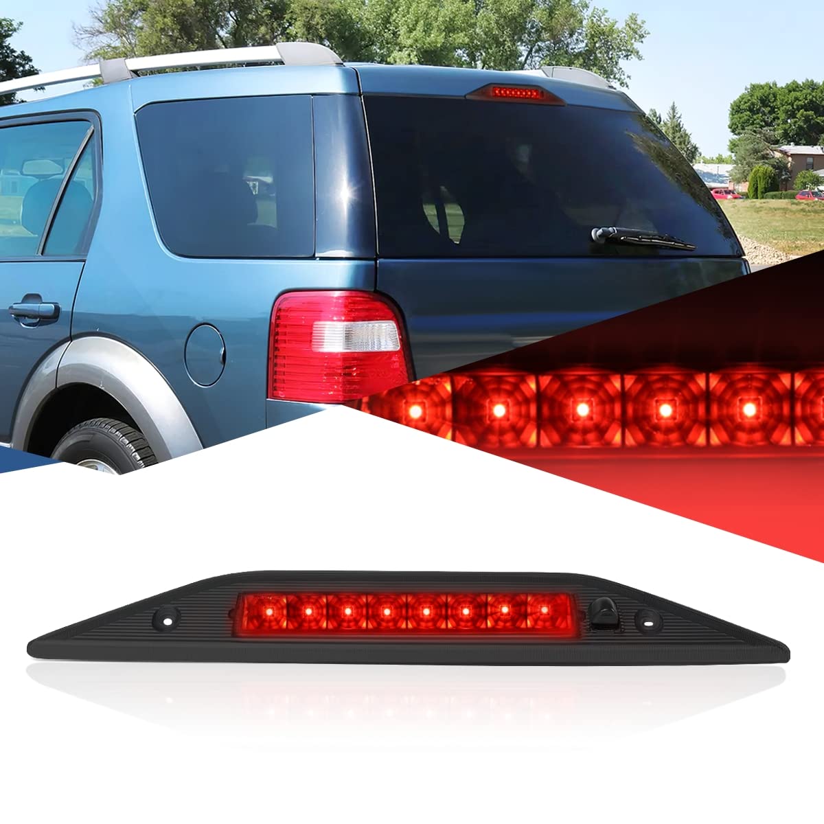 Auto Dynasty High Mount Smoked Housing Led 3Rd Tail Brake Light Stop Lamp Compatible With Ford Freestyle