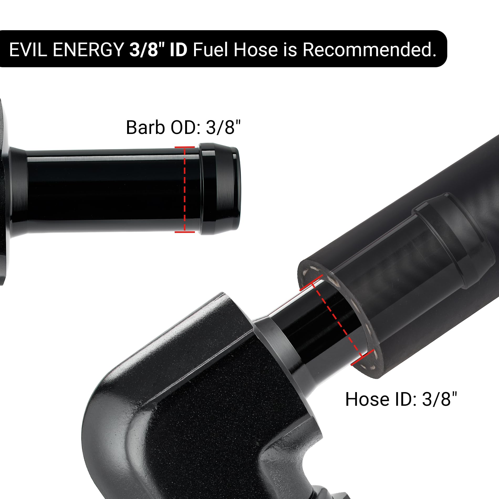 EVIL ENERGY 8AN Female to 3/8 '' Barb Hose Fitting 90 Degree Swivel