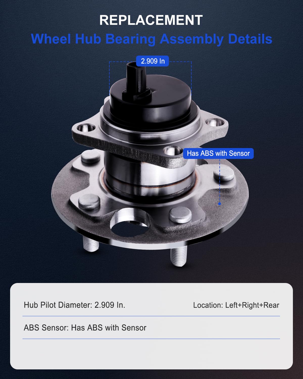 ECCPP Wheel Bearing and Hub Assembly for Scion XB 08-15 Professional Grade Wheel Hub Bearing 5 Lugs W/ABS (512418x1)