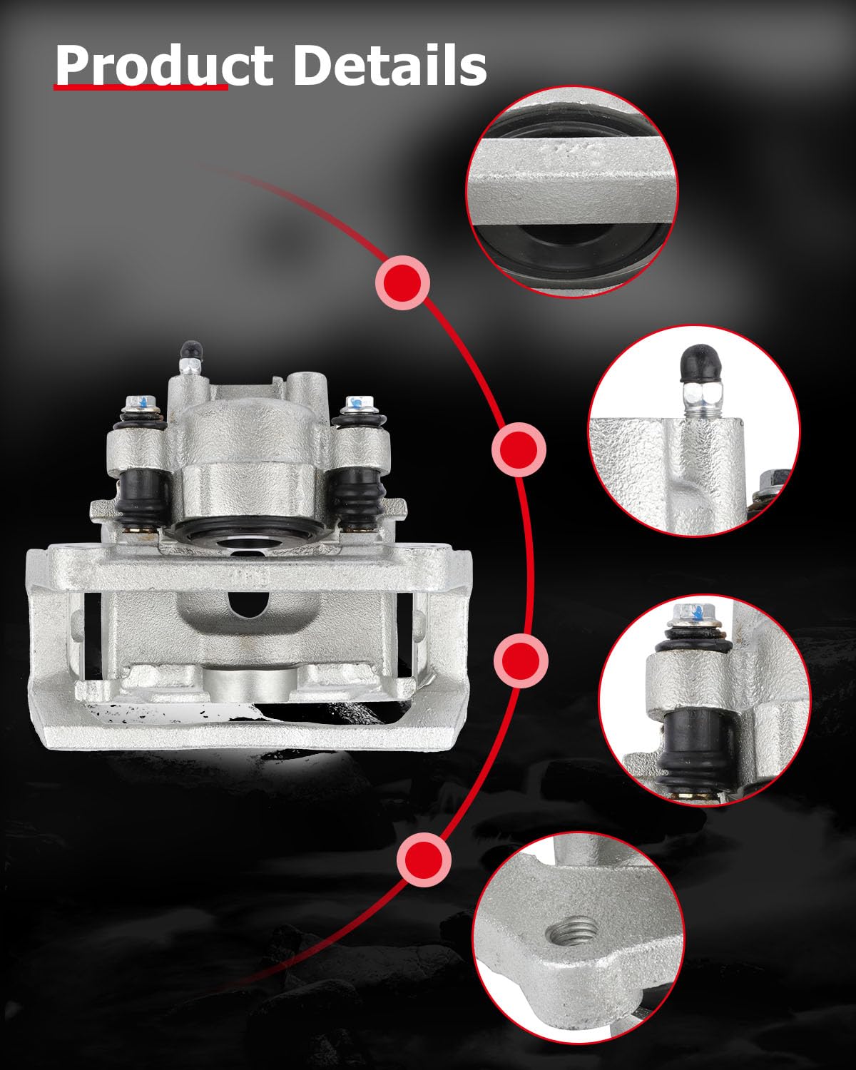 cciyu 18-B4836 Rear Right Brake Caliper With Bracket For Chrysler For Aspen 2007-2009,For Dodge For Durango 2004-2009,For Dodge