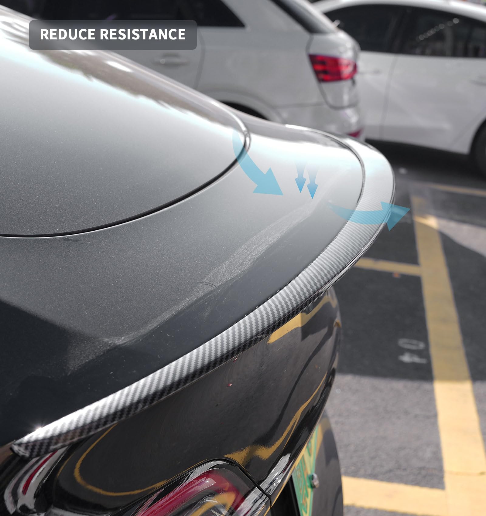 BDBO Spoiler Wing Rear Spoiler Compatible with Tesla Model y 2020-2024 Trunk Tail Rear Trunk Lid,Carbon Fiber Style Performance,