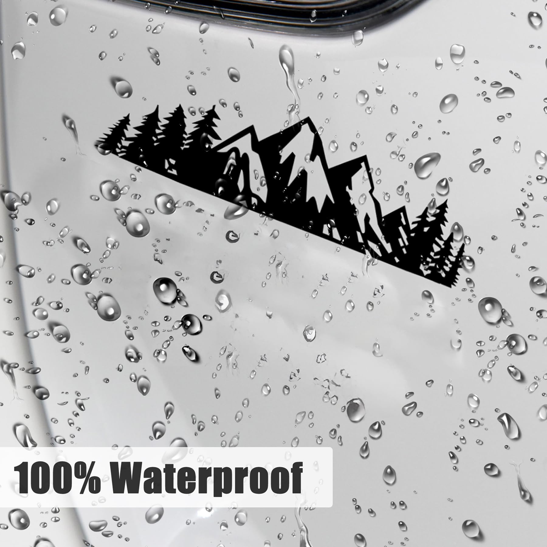 Singaro Vinyl Snow Mountain Tree Decal Sticker, Trunk Logo Decal Sticker, Car Exterior Accessories(Black)